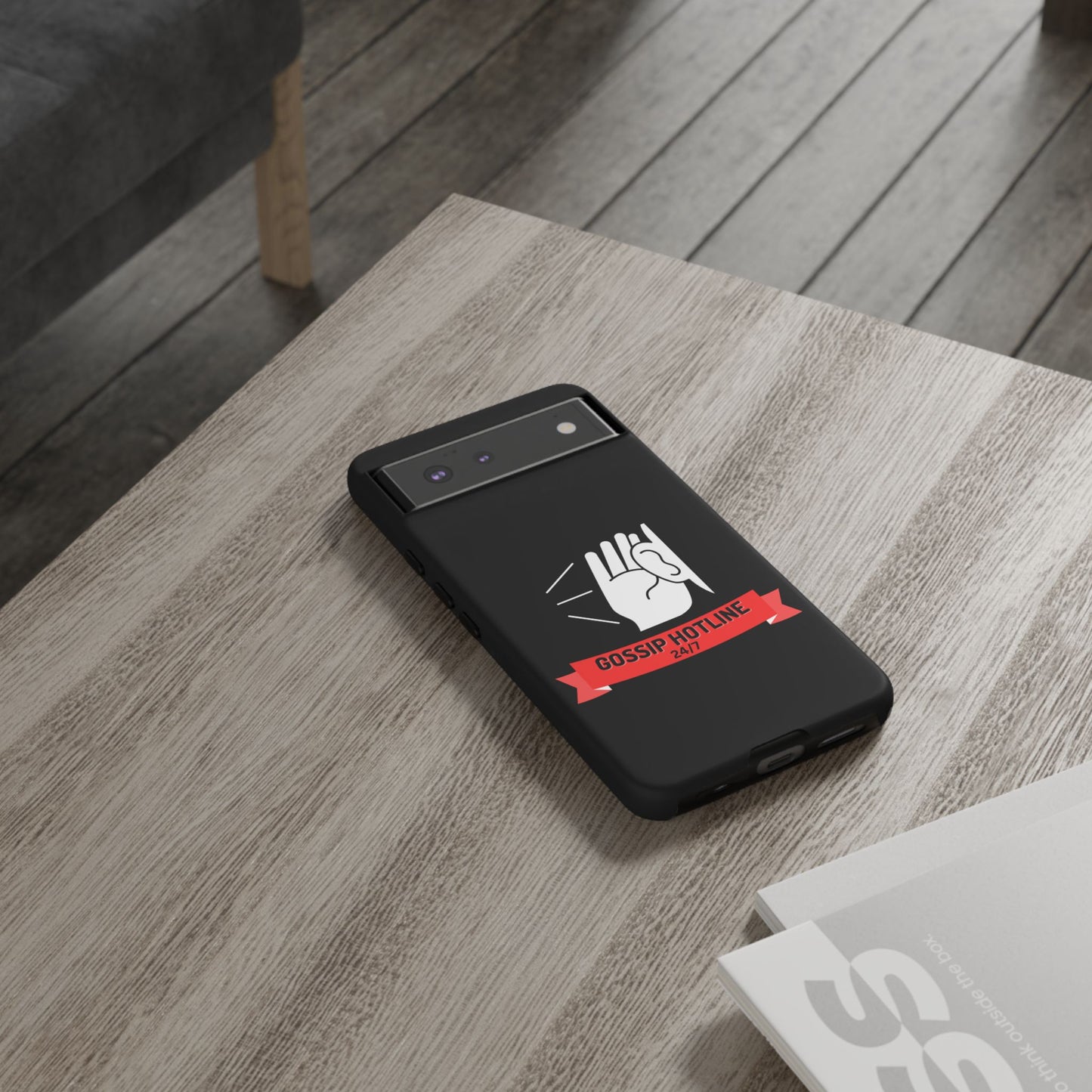GOSSIP HOTLINE-Tough Phone Cases - Fits Most Phone Sizes!! (BLACK) "When Your Phone Case Spills The Tea"