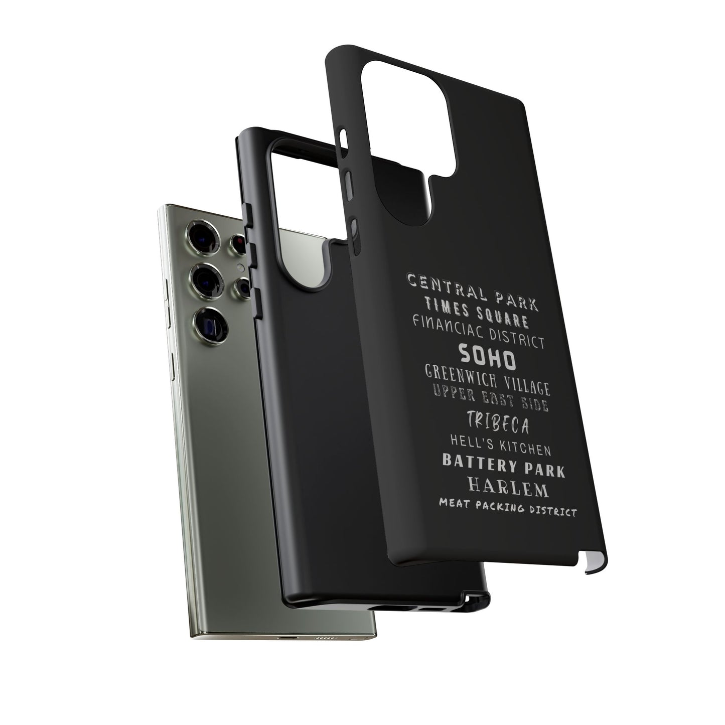 NYC NEIGHBORHOODS -Tough Phone Cases - Fits Most Phone Sizes!! (Dark GREY) "Great Gift For NYC Travelers"