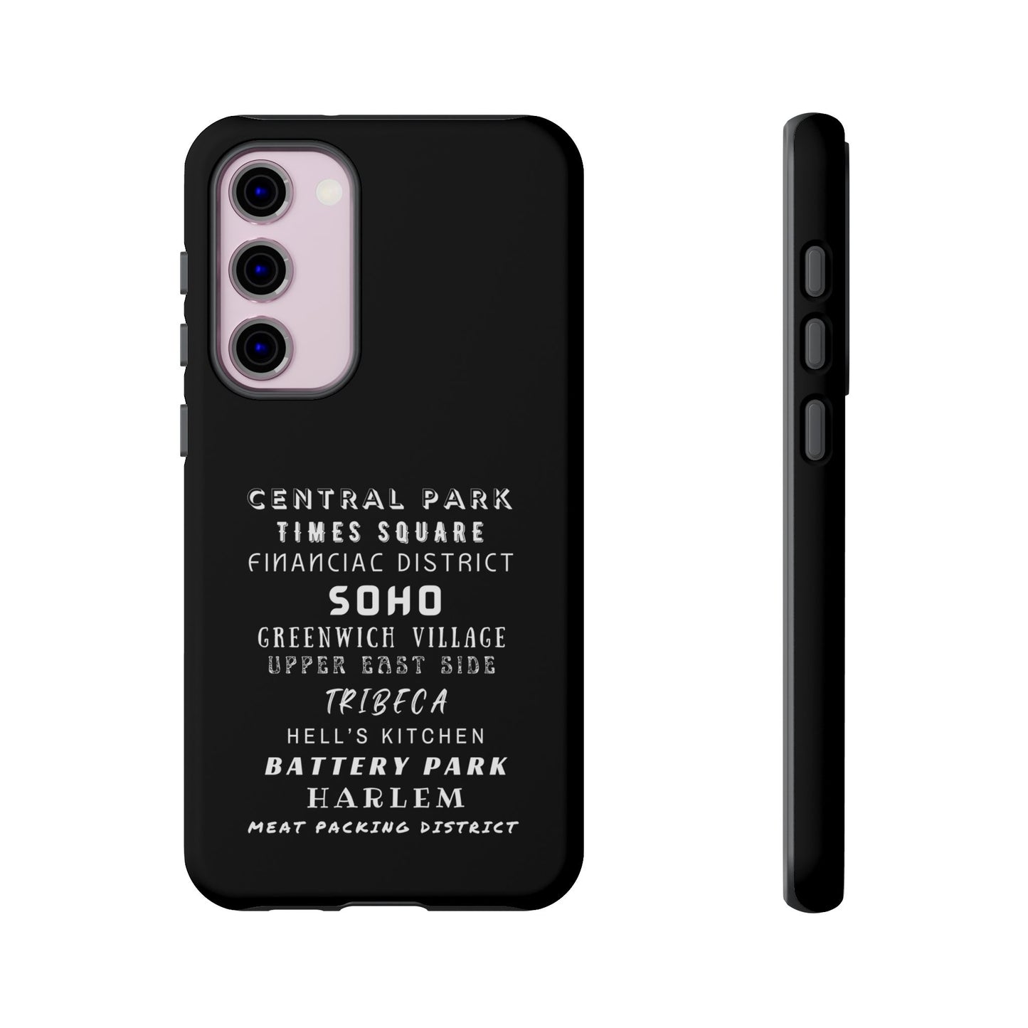 NYC NEIGHBORHOODS -Tough Phone Cases - Fits Most Phone Sizes!! (Dark GREY) "Great Gift For NYC Travelers"