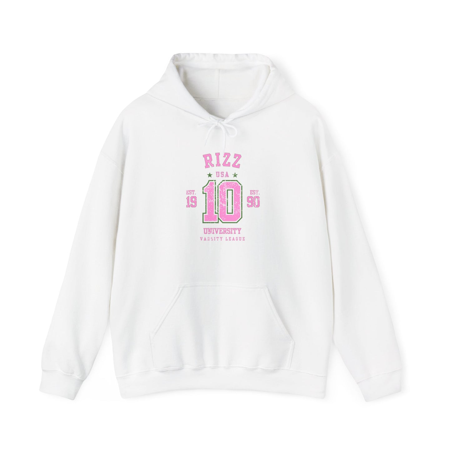 RIZZ UNIVERSITY # 10- VARSITY LEAGUE- Unisex Heavy Blend Hooded Sweatshirt-“Campus Streetwear Hoodie — Trending Back-to-School Essential”