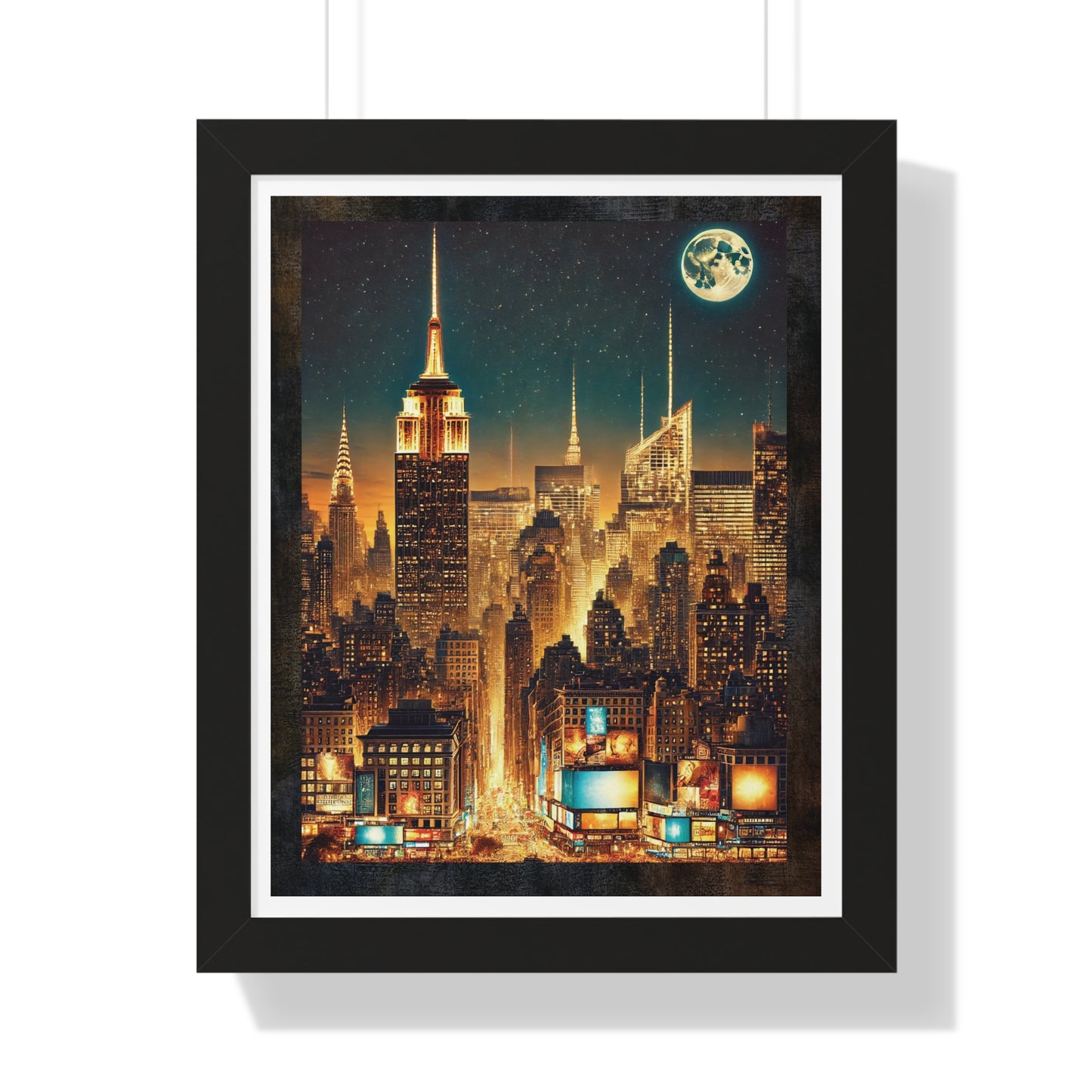 New York City Bright Moon at Night "Framed Print That Defines Aesthetic Vibes”
