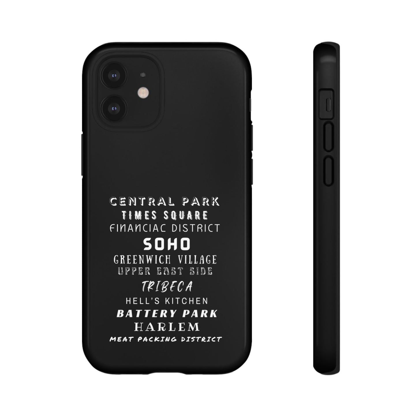 NYC NEIGHBORHOODS -Tough Phone Cases - Fits Most Phone Sizes!! (Dark GREY) "Great Gift For NYC Travelers"