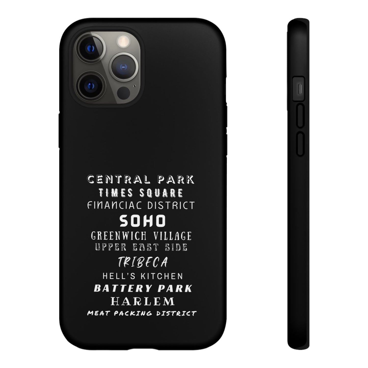 NYC NEIGHBORHOODS -Tough Phone Cases - Fits Most Phone Sizes!! (Dark GREY) "Great Gift For NYC Travelers"