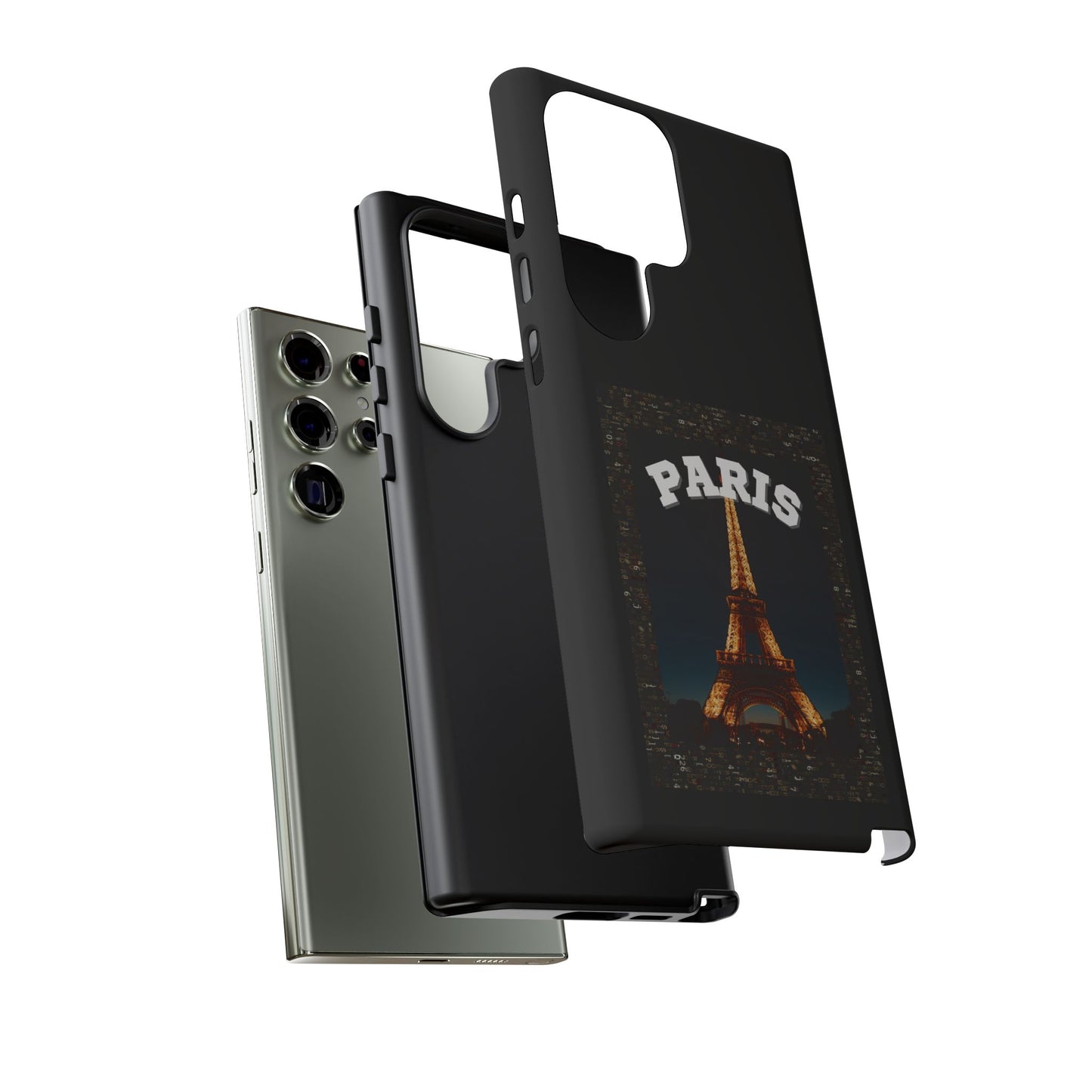 PARIS AT NIGHT- Tough Phone Cases - Fits Most Phone Sizes!! (BLACK) "Travel in Style"