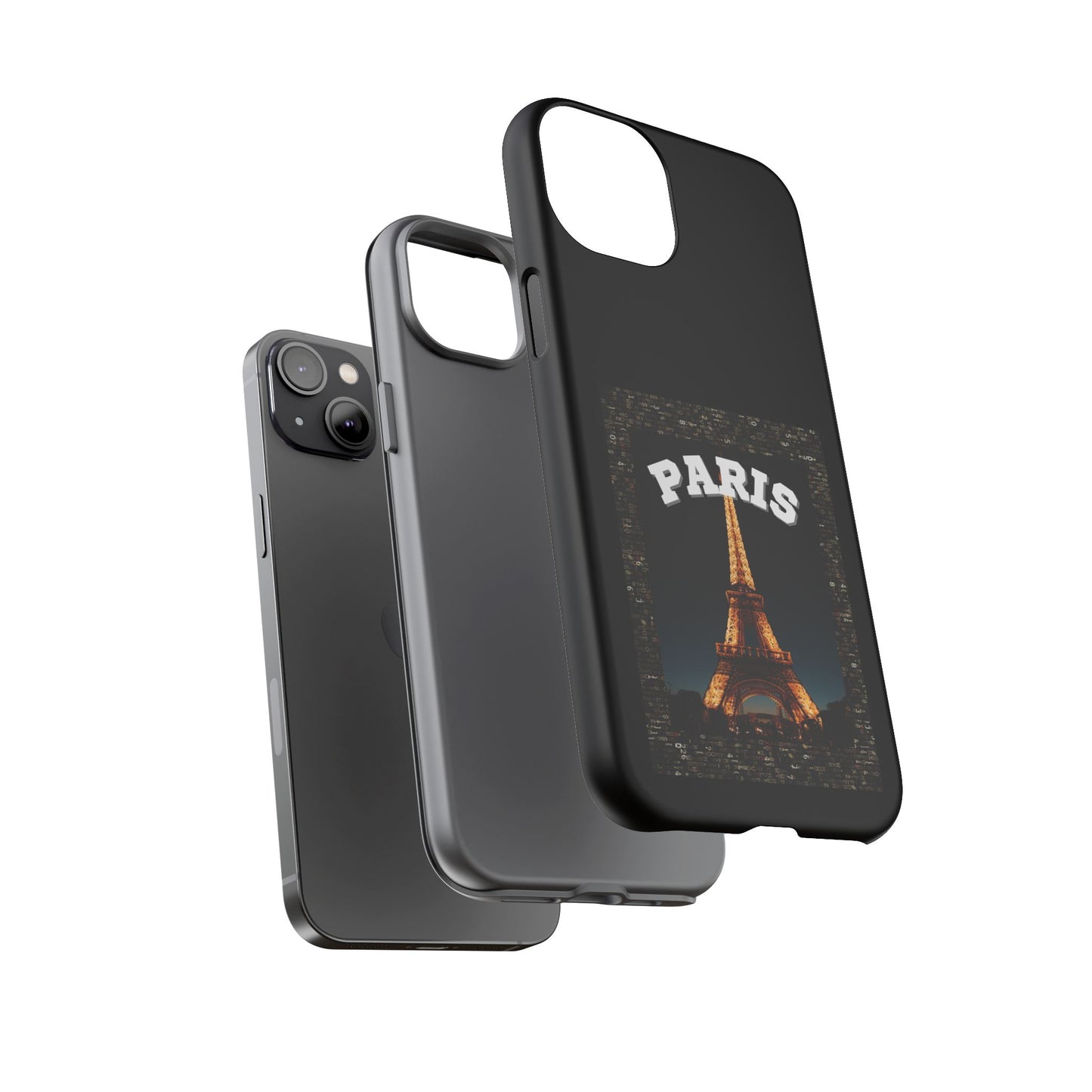 PARIS AT NIGHT- Tough Phone Cases - Fits Most Phone Sizes!! (BLACK) "Travel in Style"