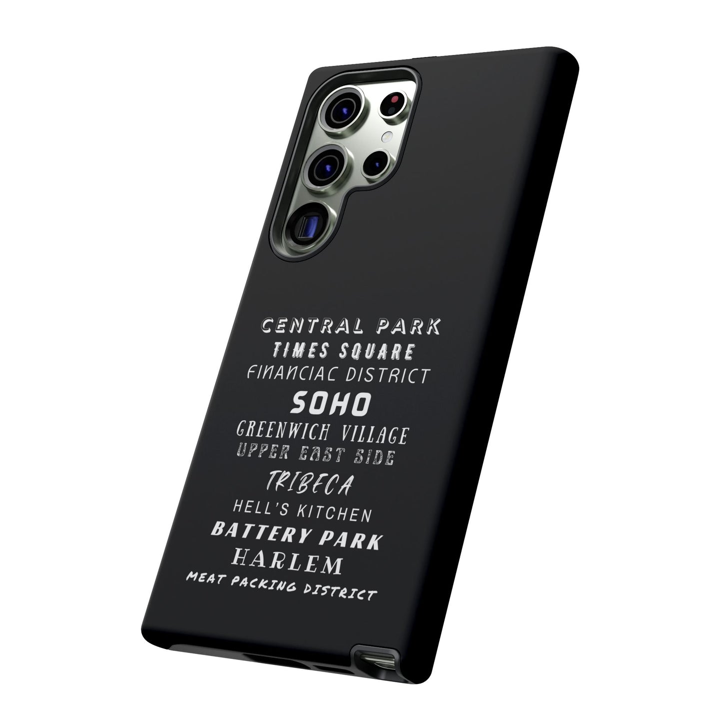 NYC NEIGHBORHOODS -Tough Phone Cases - Fits Most Phone Sizes!! (Dark GREY) "Great Gift For NYC Travelers"
