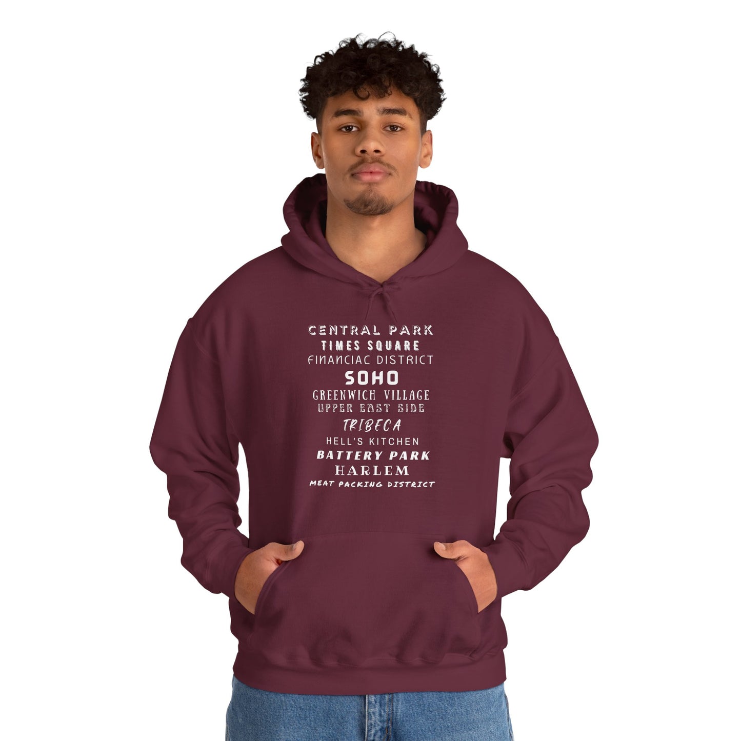 New York Neighborhoods -Unisex Heavy Blend Hooded Sweatshirt (VARIETY OF COLORS) "Iconic NYC on Swag"