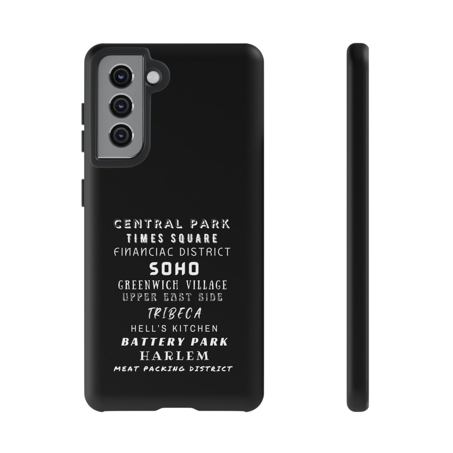 NYC NEIGHBORHOODS -Tough Phone Cases - Fits Most Phone Sizes!! (Dark GREY) "Great Gift For NYC Travelers"