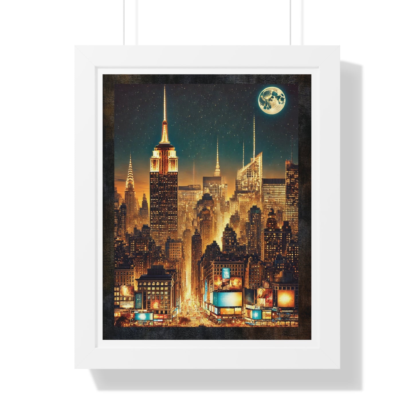 New York City Bright Moon at Night "Framed Print That Defines Aesthetic Vibes”