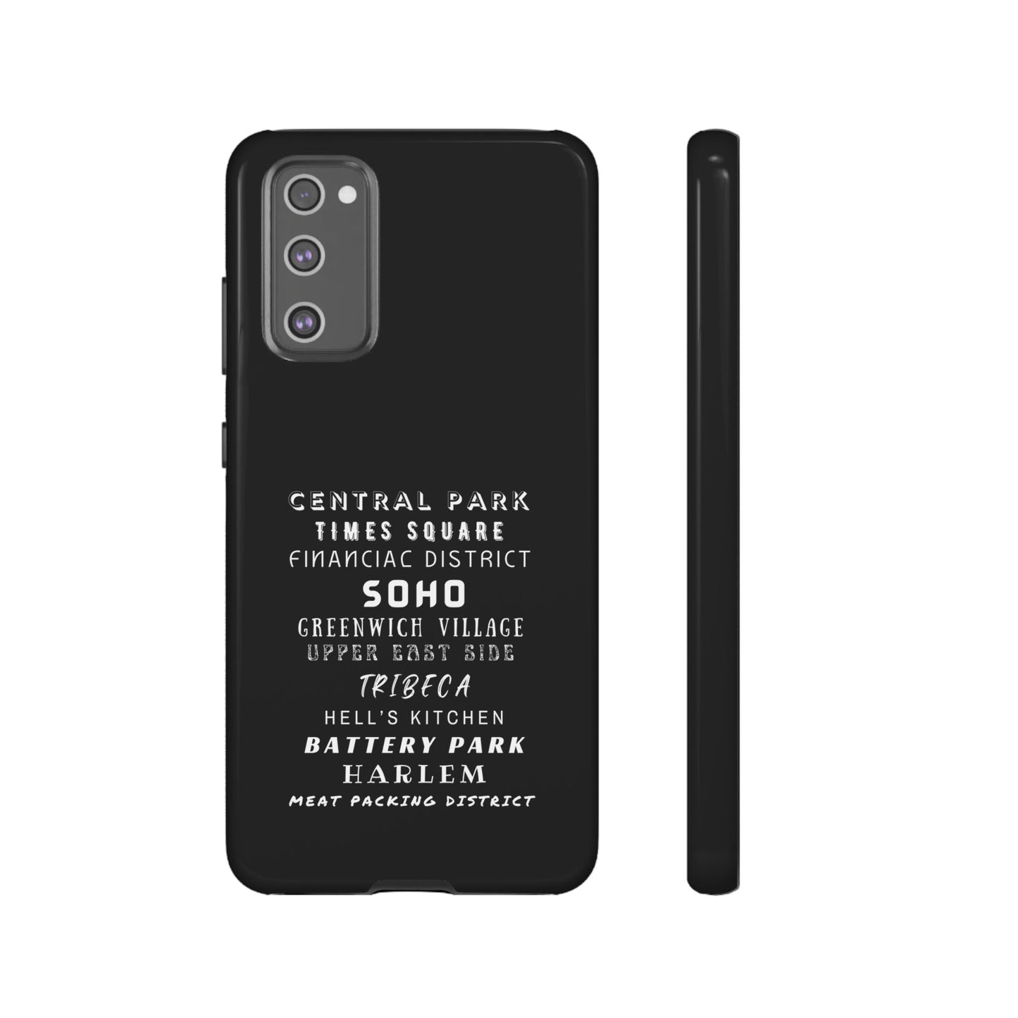 NYC NEIGHBORHOODS -Tough Phone Cases - Fits Most Phone Sizes!! (Dark GREY) "Great Gift For NYC Travelers"