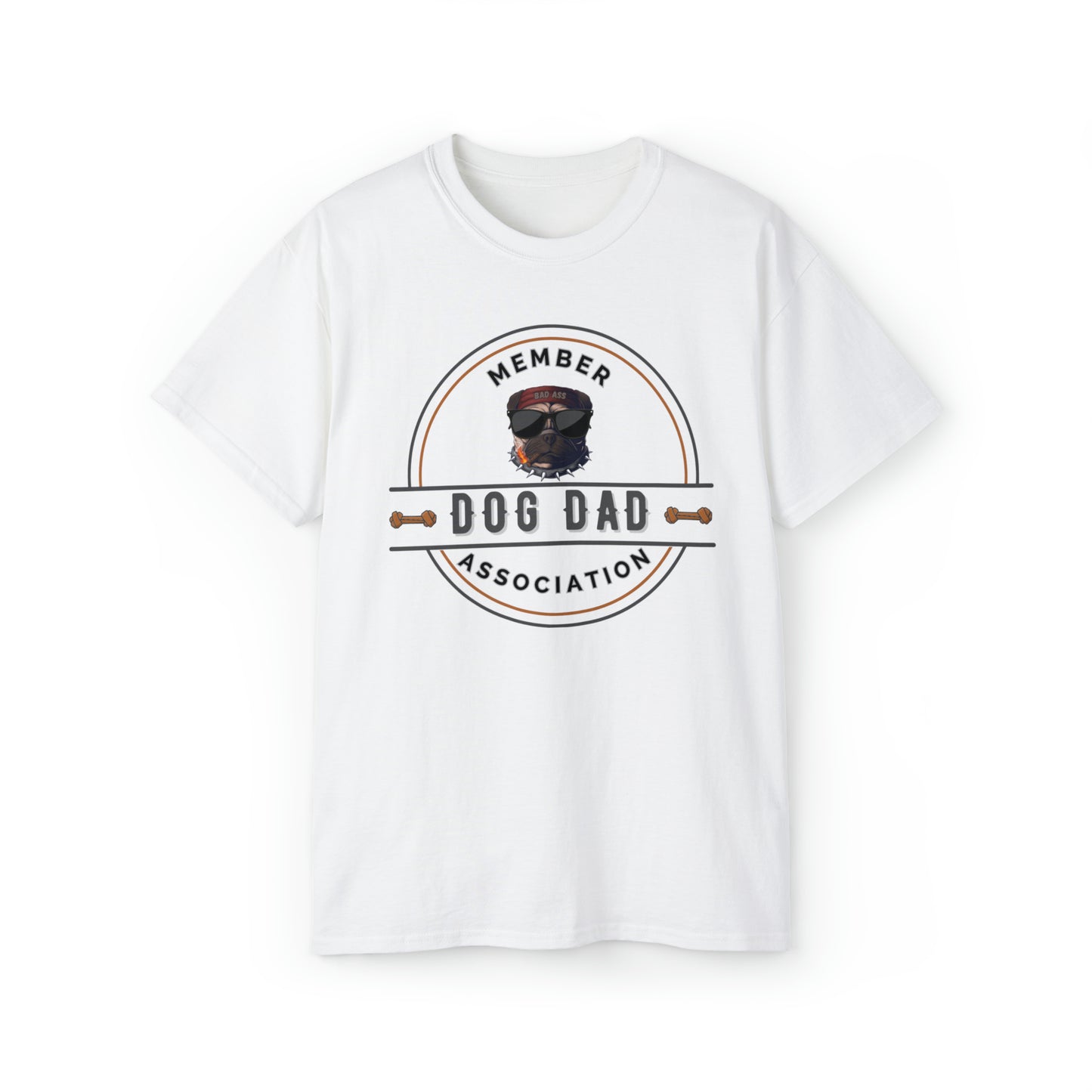 DOG DAD ASSOCIATION- T Shirt (WHITE OR LT.GREY)“Dog Dad Vibes — Cool Graphic Shirt for Fur Fathers”