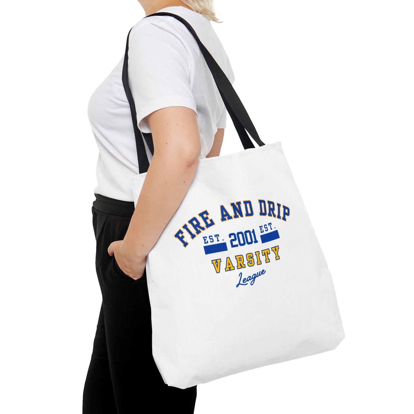 FIRE AND DRIP VARSITY LEAGUE- AOP Tote Bag-"Fashion That Holds It All Together"