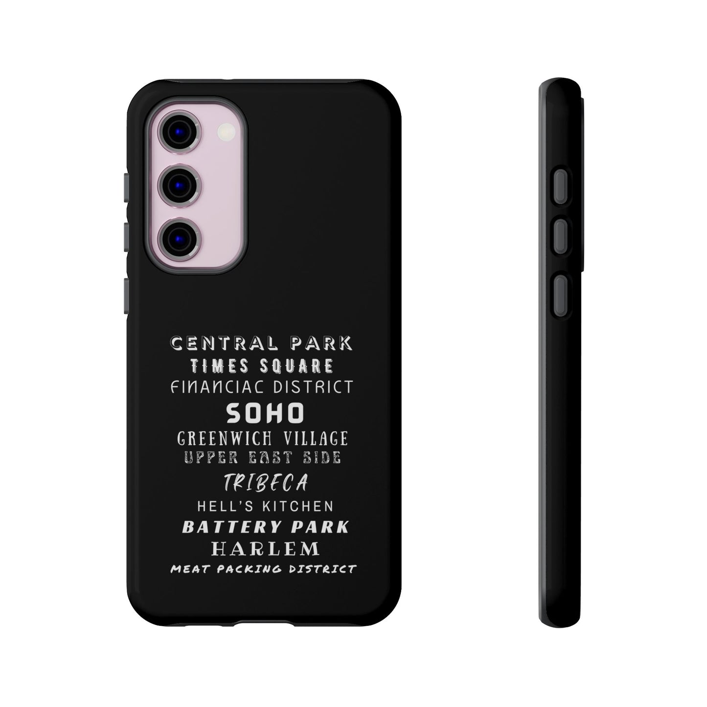 NYC NEIGHBORHOODS -Tough Phone Cases - Fits Most Phone Sizes!! (Dark GREY) "Great Gift For NYC Travelers"