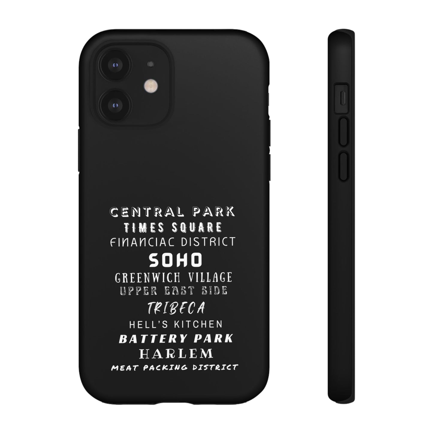 NYC NEIGHBORHOODS -Tough Phone Cases - Fits Most Phone Sizes!! (Dark GREY) "Great Gift For NYC Travelers"