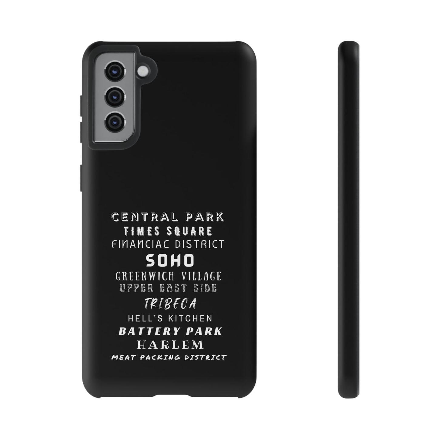NYC NEIGHBORHOODS -Tough Phone Cases - Fits Most Phone Sizes!! (Dark GREY) "Great Gift For NYC Travelers"