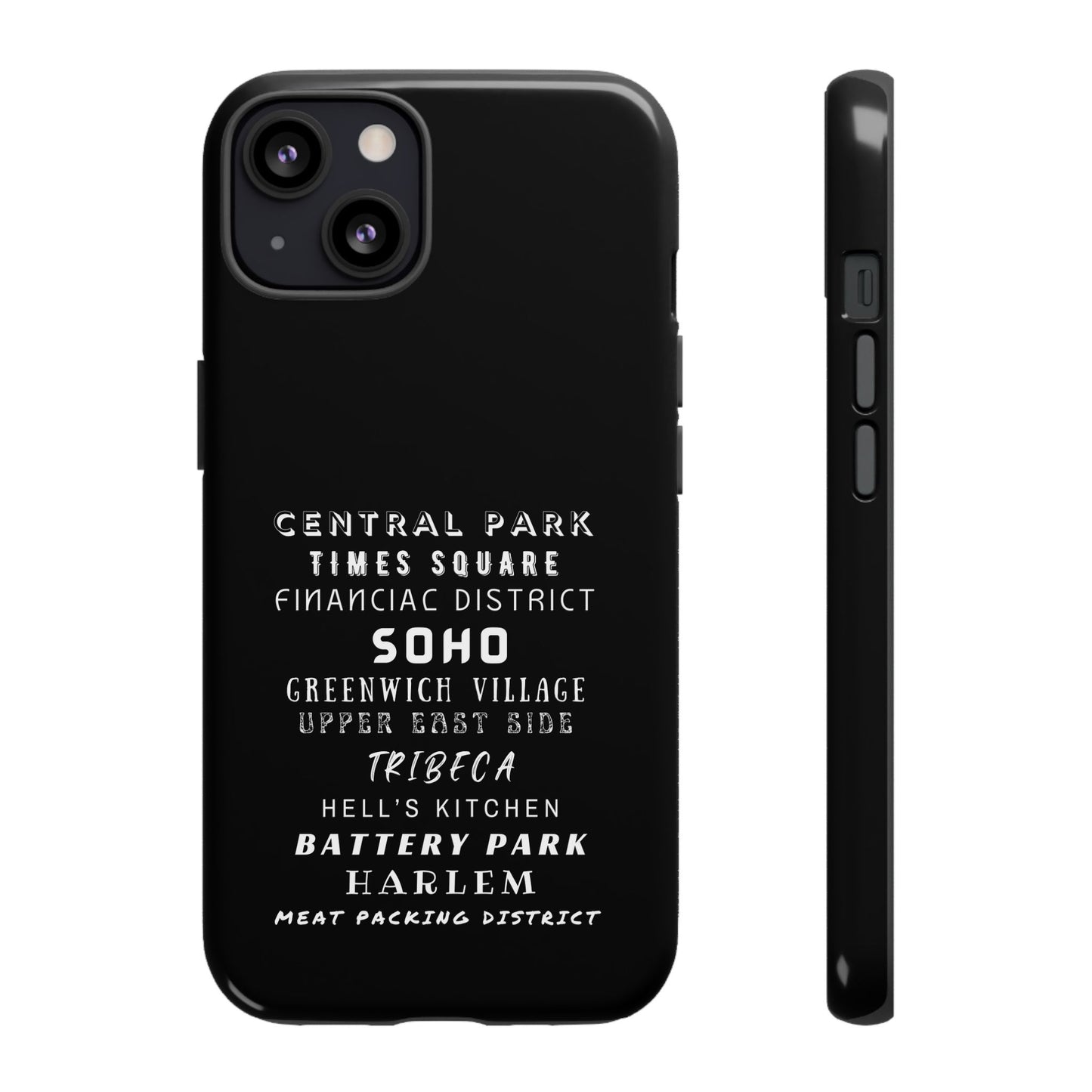NYC NEIGHBORHOODS -Tough Phone Cases - Fits Most Phone Sizes!! (Dark GREY) "Great Gift For NYC Travelers"