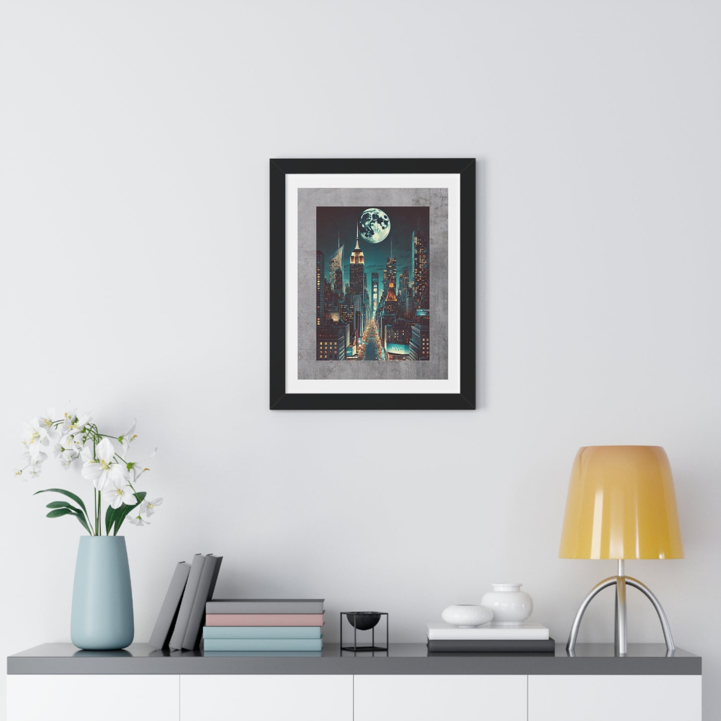 MOON OVER New York City - “Framed Print That Brings Spaces to Life”