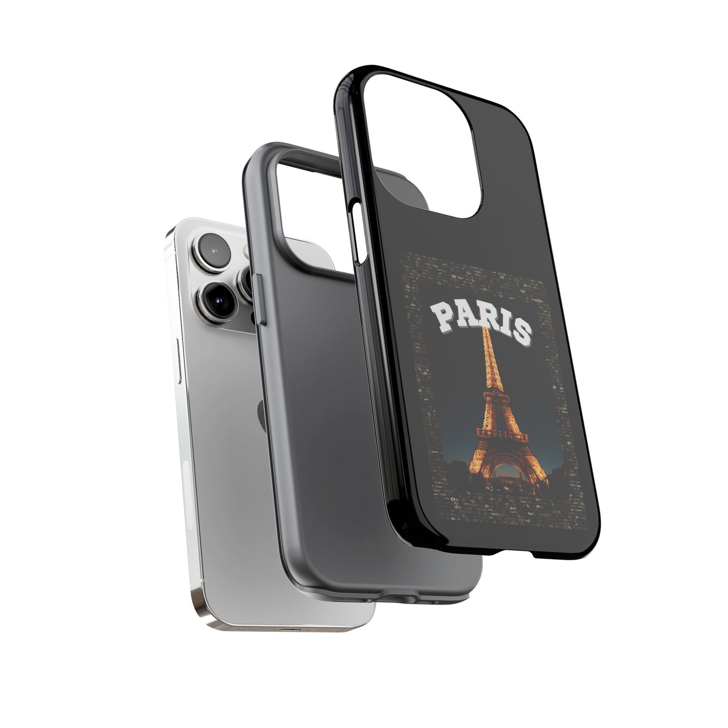 PARIS AT NIGHT- Tough Phone Cases - Fits Most Phone Sizes!! (BLACK) "Travel in Style"