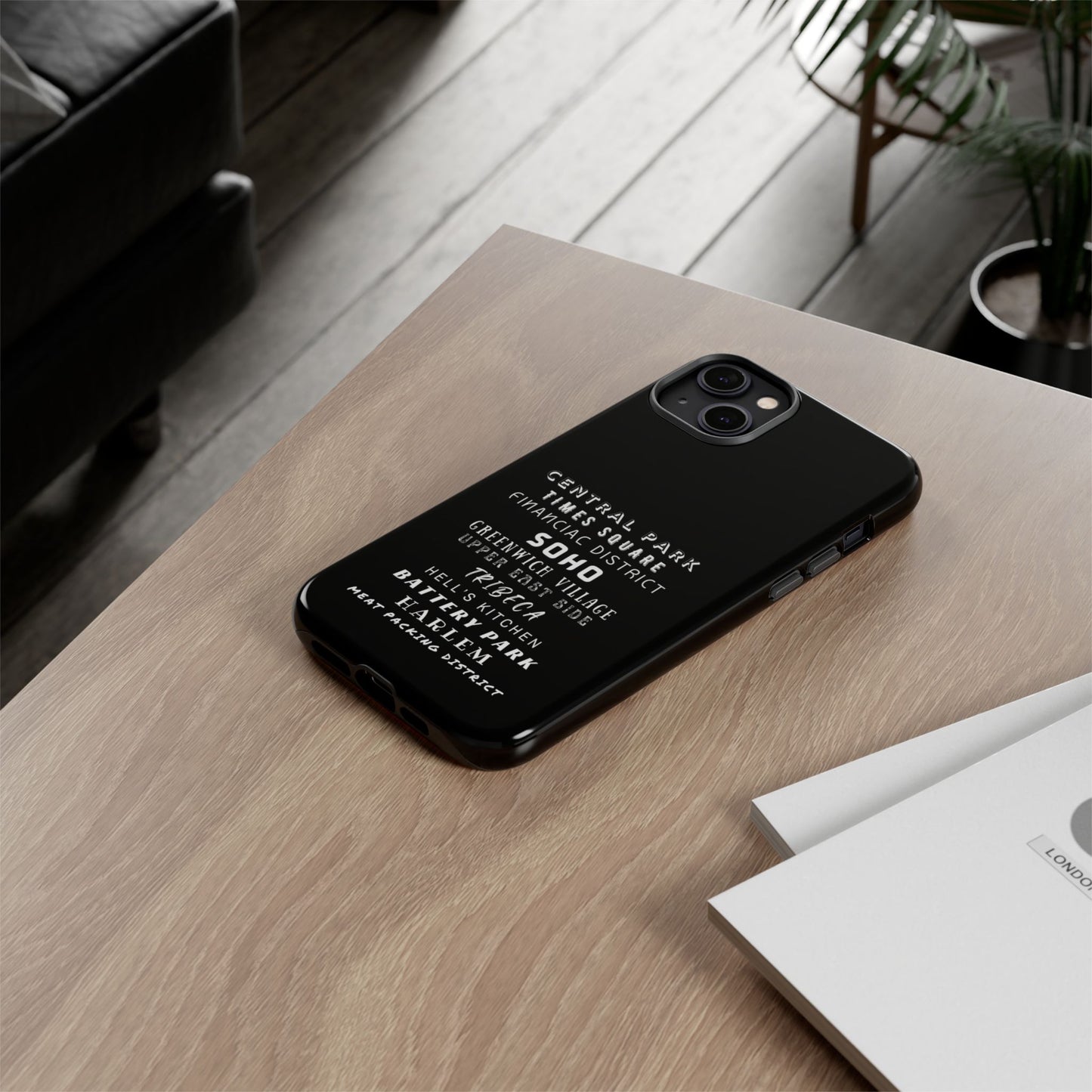 NYC NEIGHBORHOODS -Tough Phone Cases - Fits Most Phone Sizes!! (Dark GREY) "Great Gift For NYC Travelers"