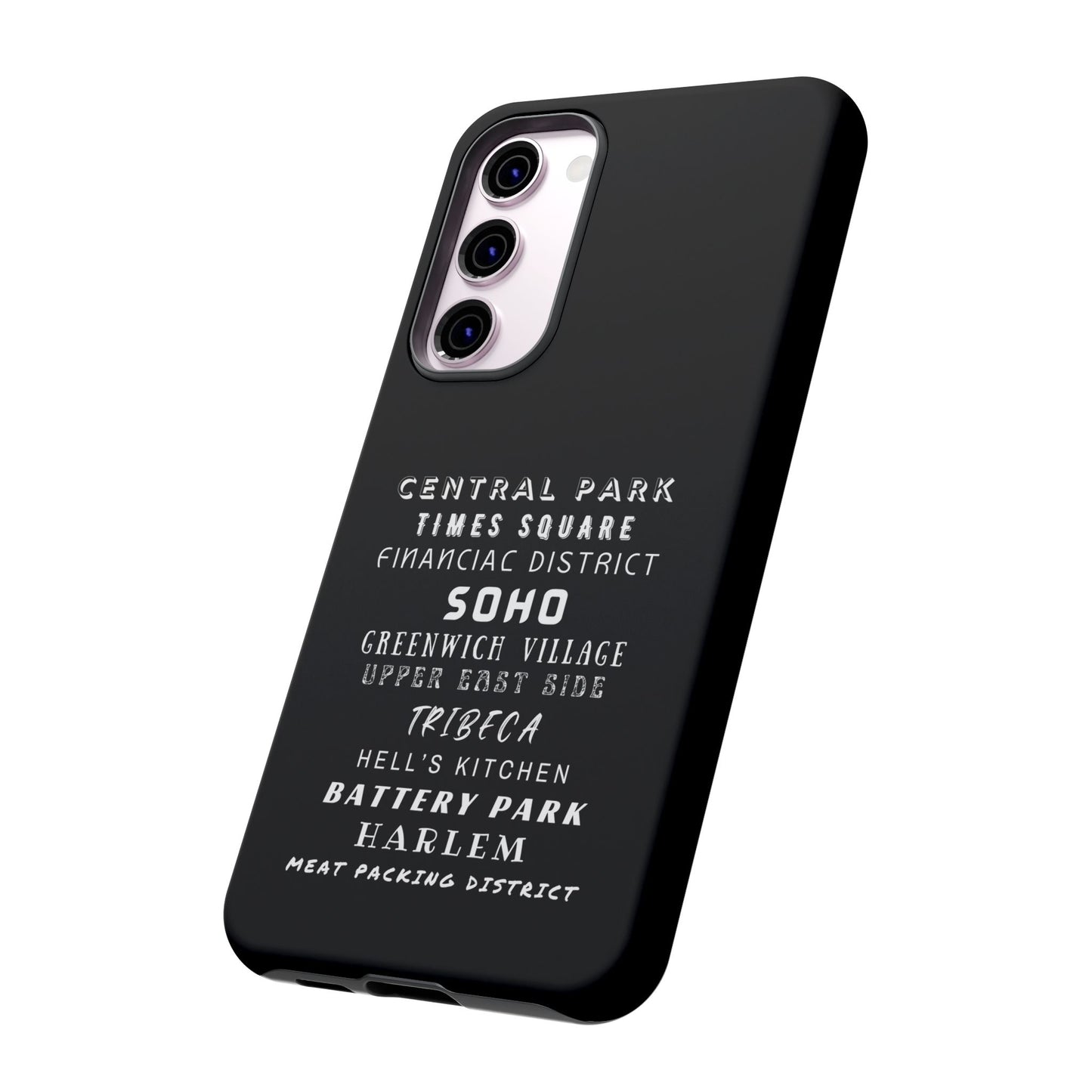 NYC NEIGHBORHOODS -Tough Phone Cases - Fits Most Phone Sizes!! (Dark GREY) "Great Gift For NYC Travelers"