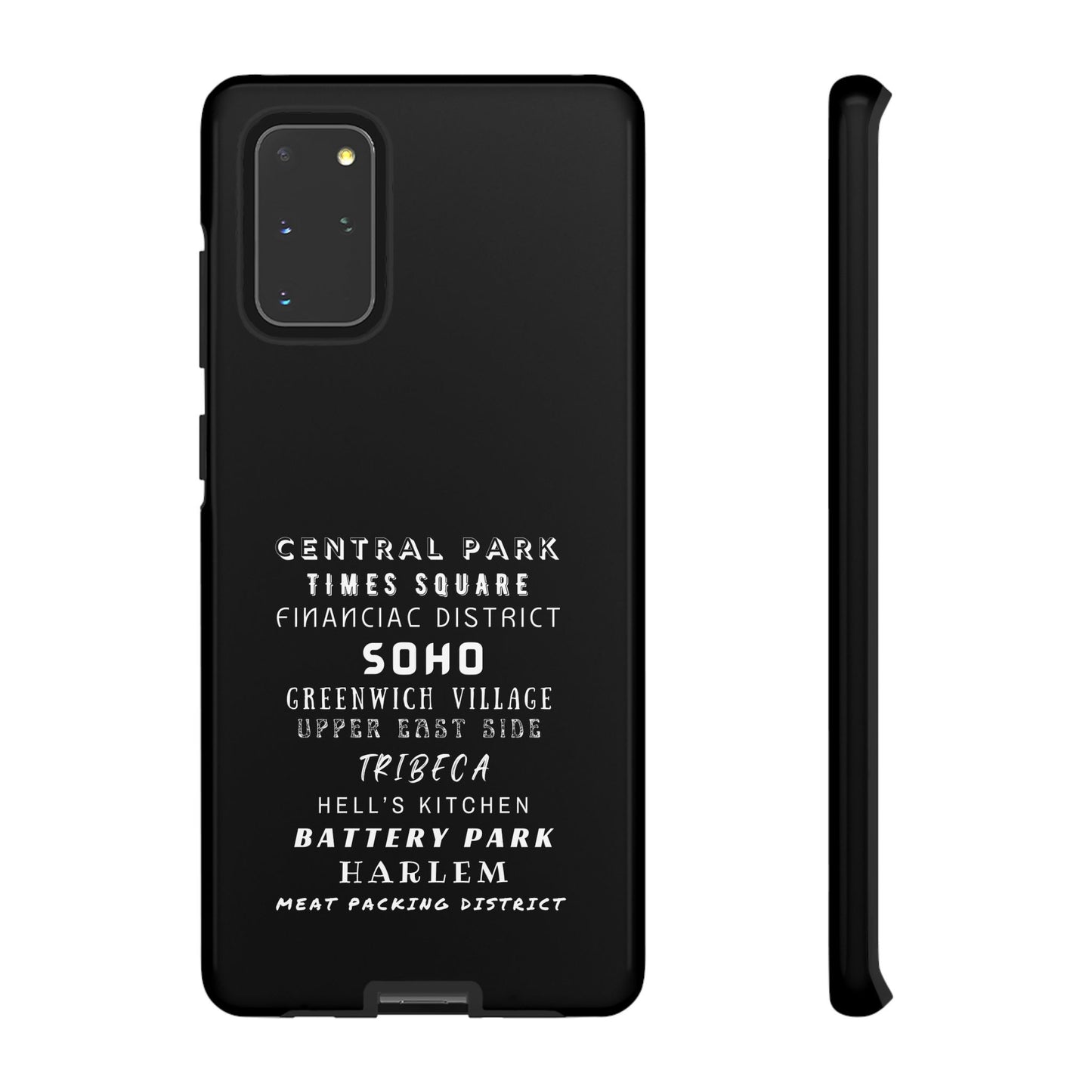 NYC NEIGHBORHOODS -Tough Phone Cases - Fits Most Phone Sizes!! (Dark GREY) "Great Gift For NYC Travelers"