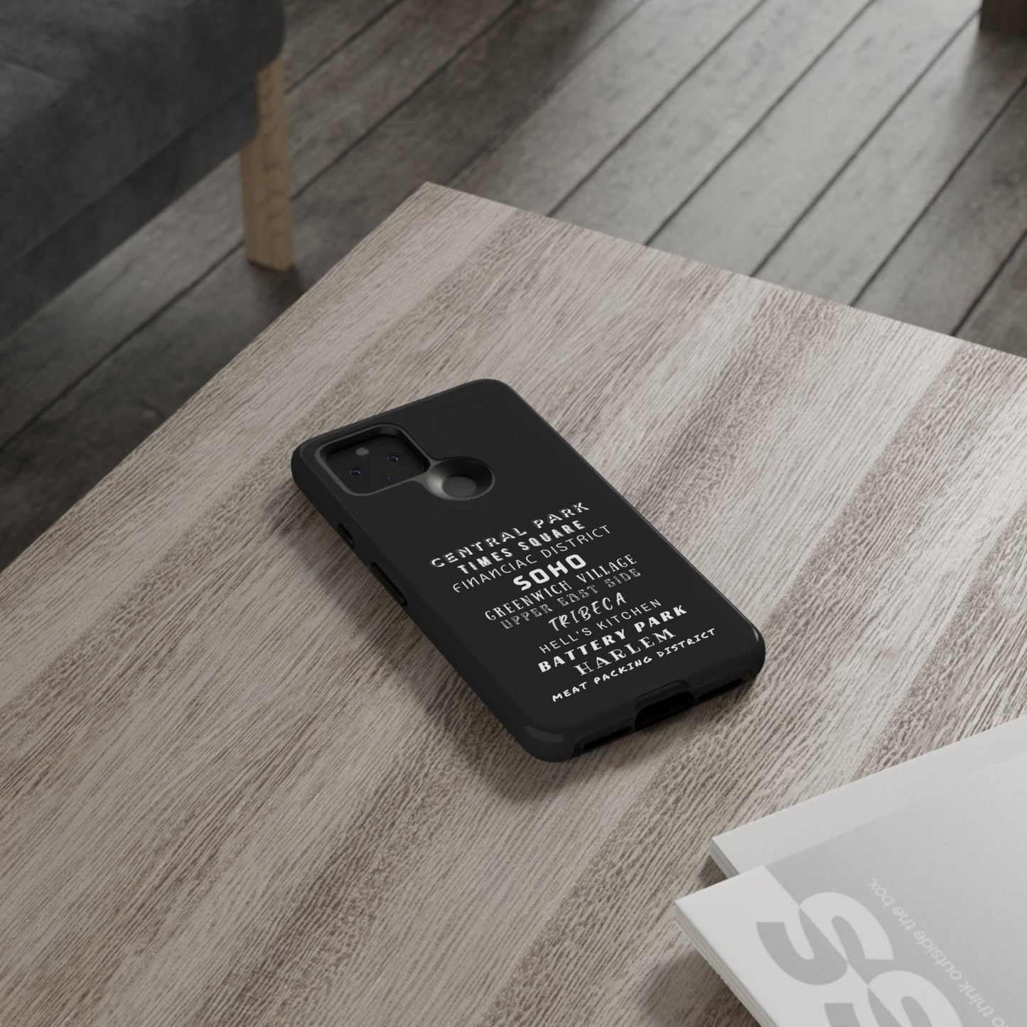 NYC NEIGHBORHOODS -Tough Phone Cases - Fits Most Phone Sizes!! (Dark GREY) "Great Gift For NYC Travelers"