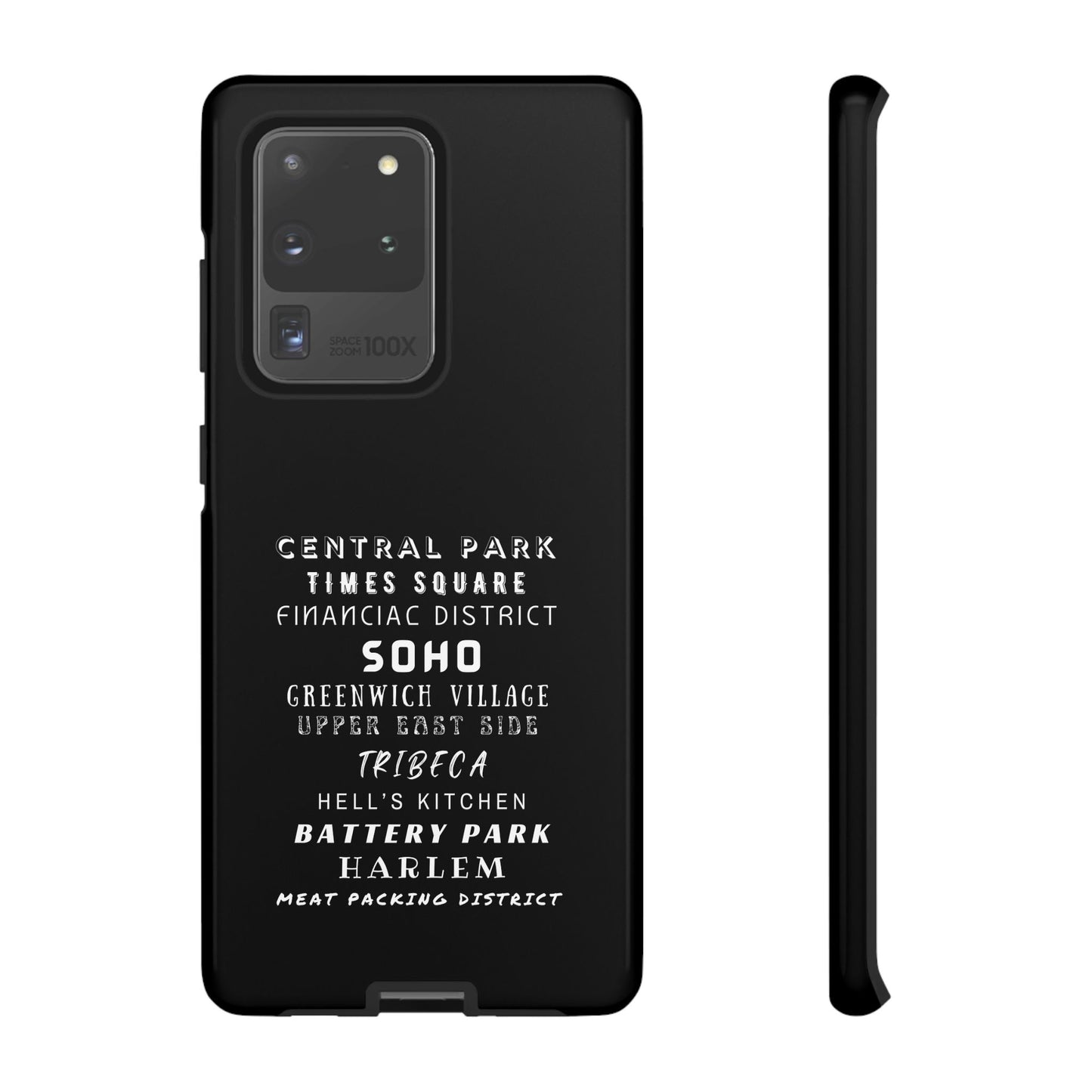 NYC NEIGHBORHOODS -Tough Phone Cases - Fits Most Phone Sizes!! (Dark GREY) "Great Gift For NYC Travelers"