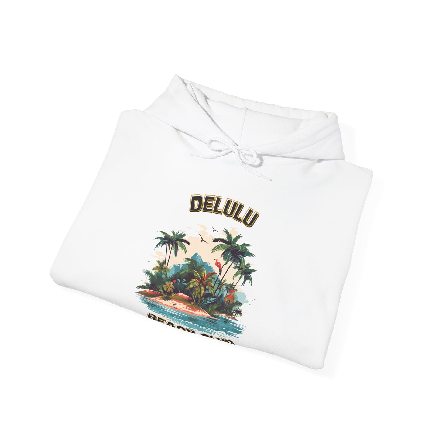 DELULU BEACH CLUB- VARSITY LEAGUE- Unisex Heavy Blend Hooded Sweatshirt-“Trending Streetwear Hoodie — Cozy Campus Top Pick”