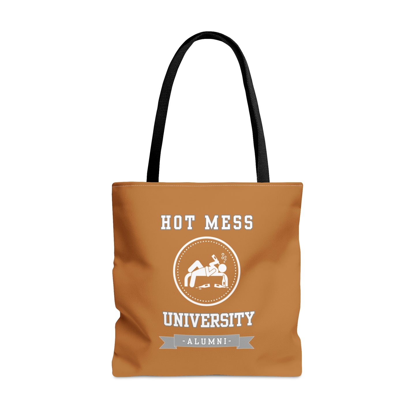 HOT MESS UNIVERSITY- AOP Tote Bag (LIGHT BROWN)-"Back To School But Make It Iconic"