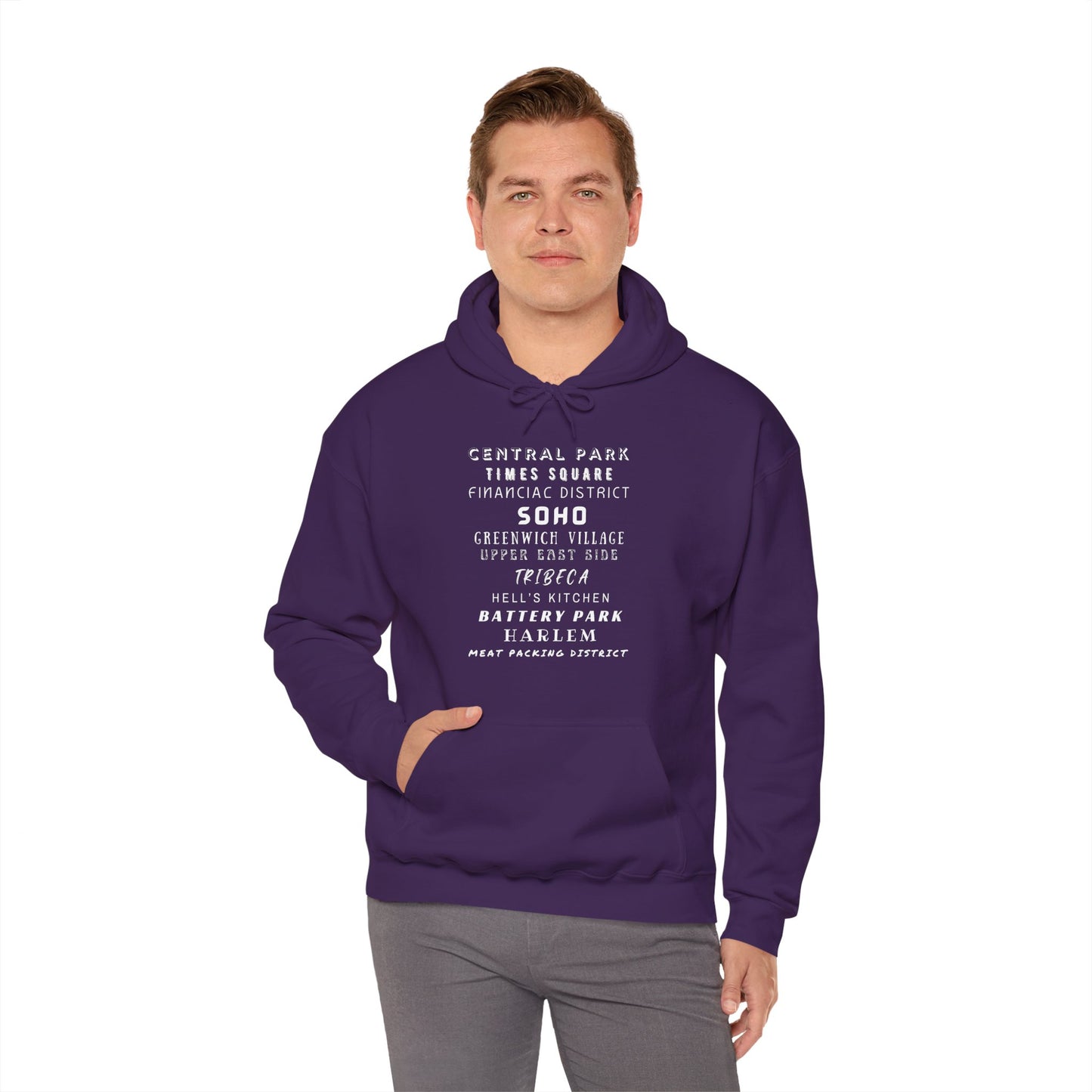 New York Neighborhoods -Unisex Heavy Blend Hooded Sweatshirt (VARIETY OF COLORS) "Iconic NYC on Swag"