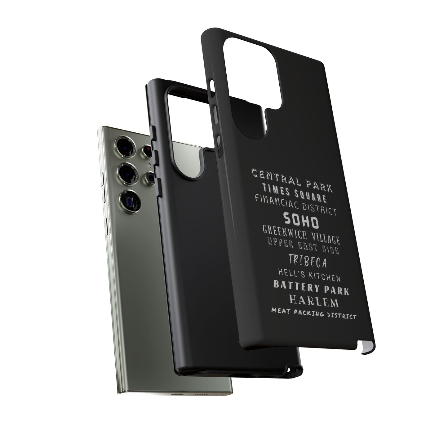 NYC NEIGHBORHOODS -Tough Phone Cases - Fits Most Phone Sizes!! (Dark GREY) "Great Gift For NYC Travelers"