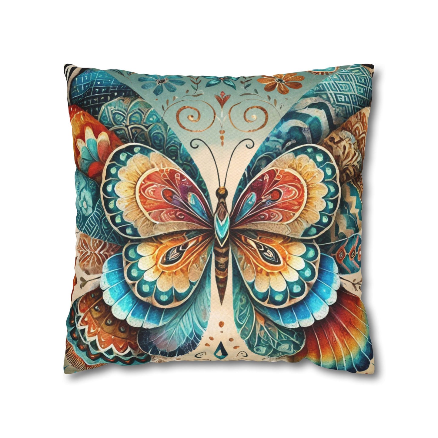 ABSTRACT BUTTERFLY Bohemian Design Square Pillowcase (COVER ONLY) - "Boring Pillows Need Not Apply"