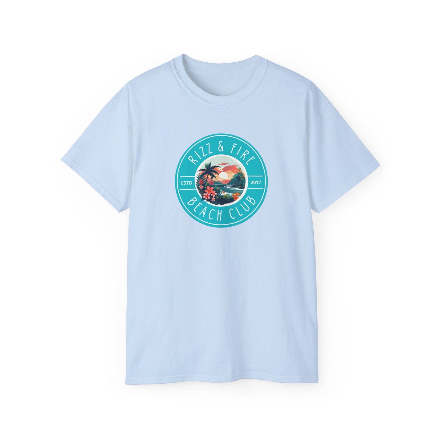 RIZZ & FIRE BEACH CLUB- T Shirt (VARIETY OF DARK COLORS) “Elevate Your Everyday with a Statement Tee”