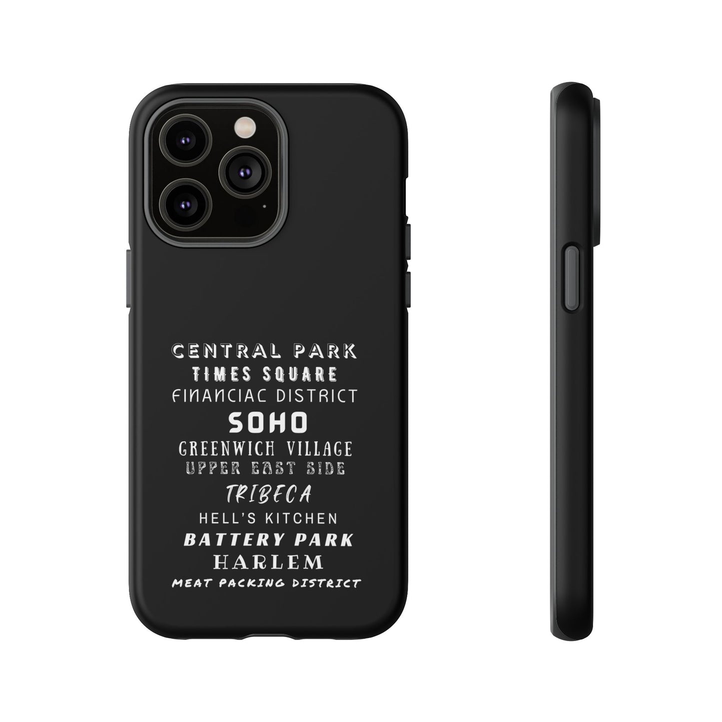 NYC NEIGHBORHOODS -Tough Phone Cases - Fits Most Phone Sizes!! (Dark GREY) "Great Gift For NYC Travelers"