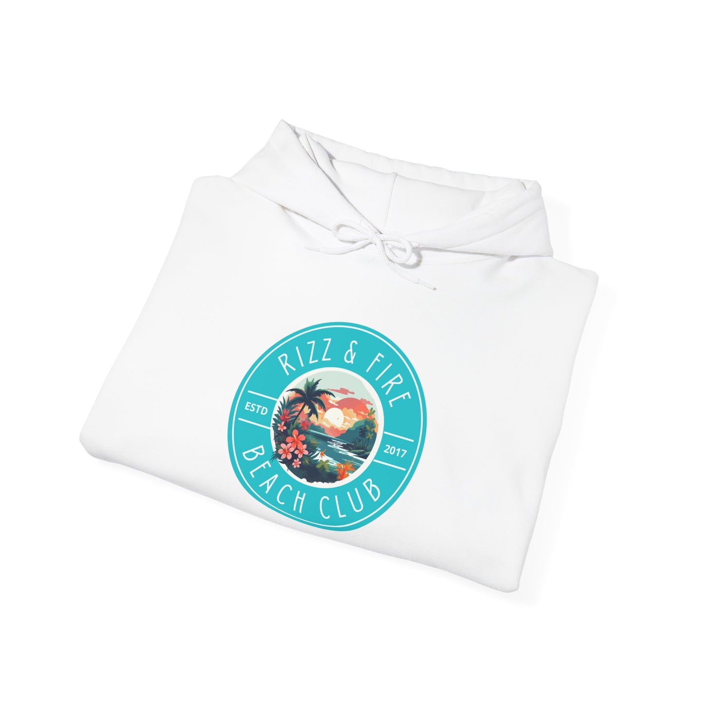 RIZZ & FIRE BEACH CLUB- Unisex Heavy Blend Hooded Sweatshirt (VARIETY OF COLORS) “Trending Top Pick Street Style”