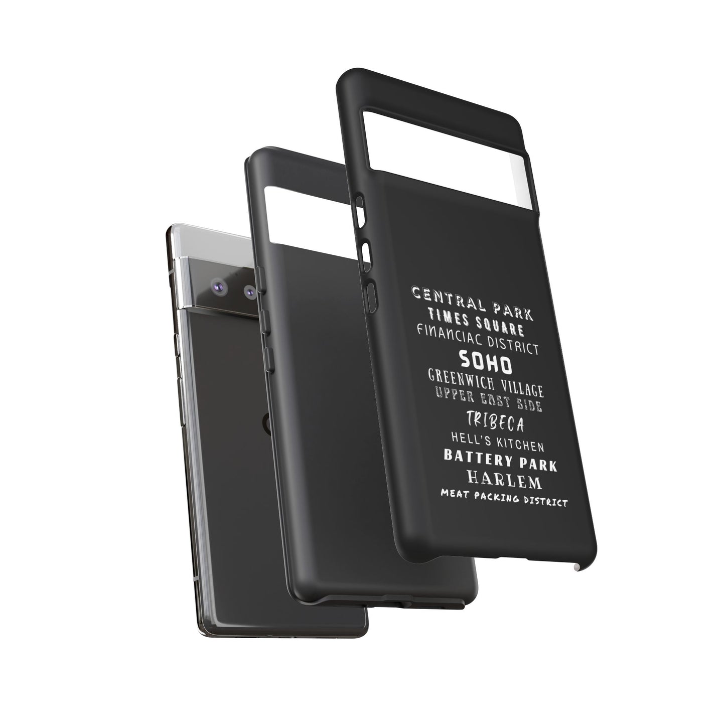 NYC NEIGHBORHOODS -Tough Phone Cases - Fits Most Phone Sizes!! (Dark GREY) "Great Gift For NYC Travelers"