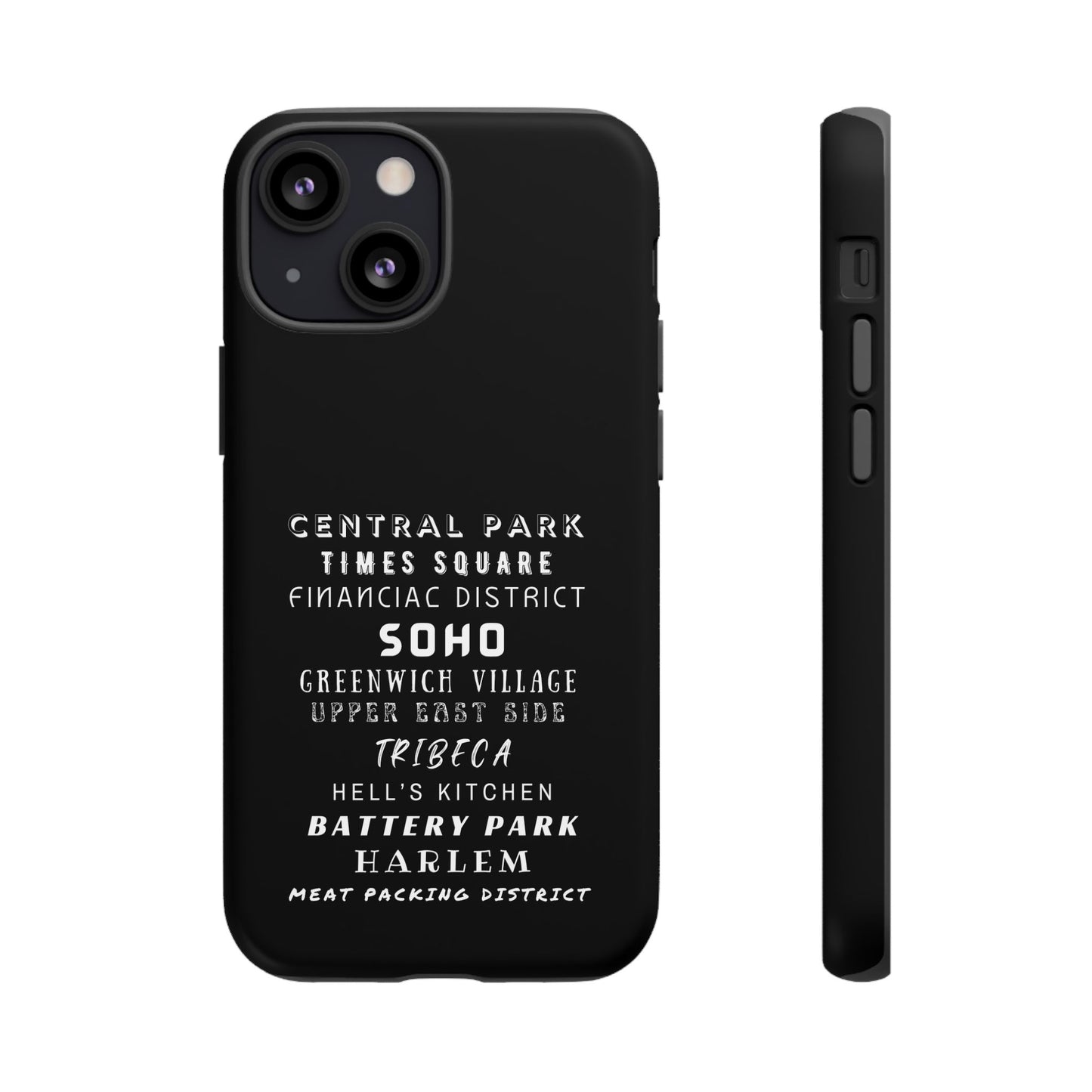 NYC NEIGHBORHOODS -Tough Phone Cases - Fits Most Phone Sizes!! (Dark GREY) "Great Gift For NYC Travelers"