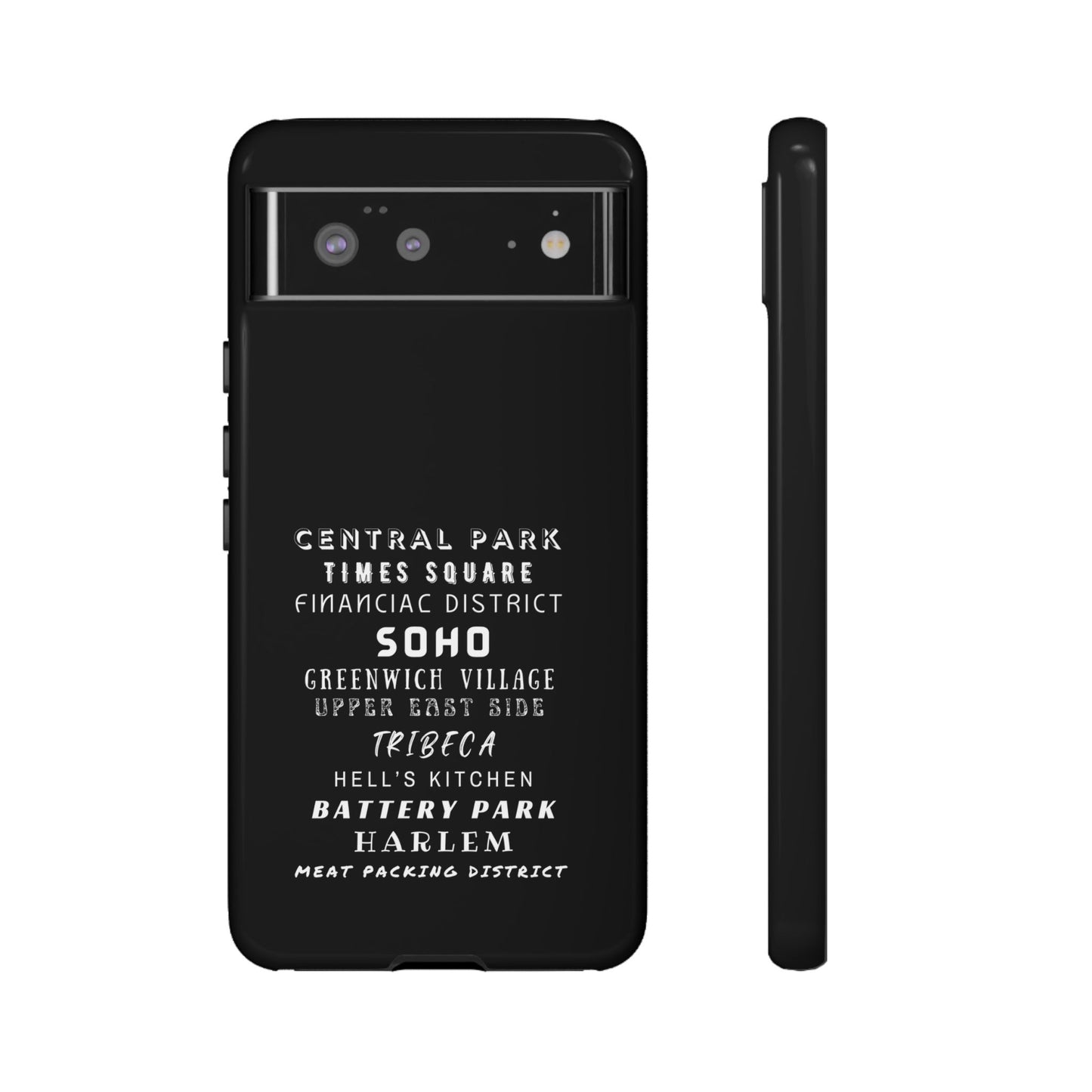 NYC NEIGHBORHOODS -Tough Phone Cases - Fits Most Phone Sizes!! (Dark GREY) "Great Gift For NYC Travelers"