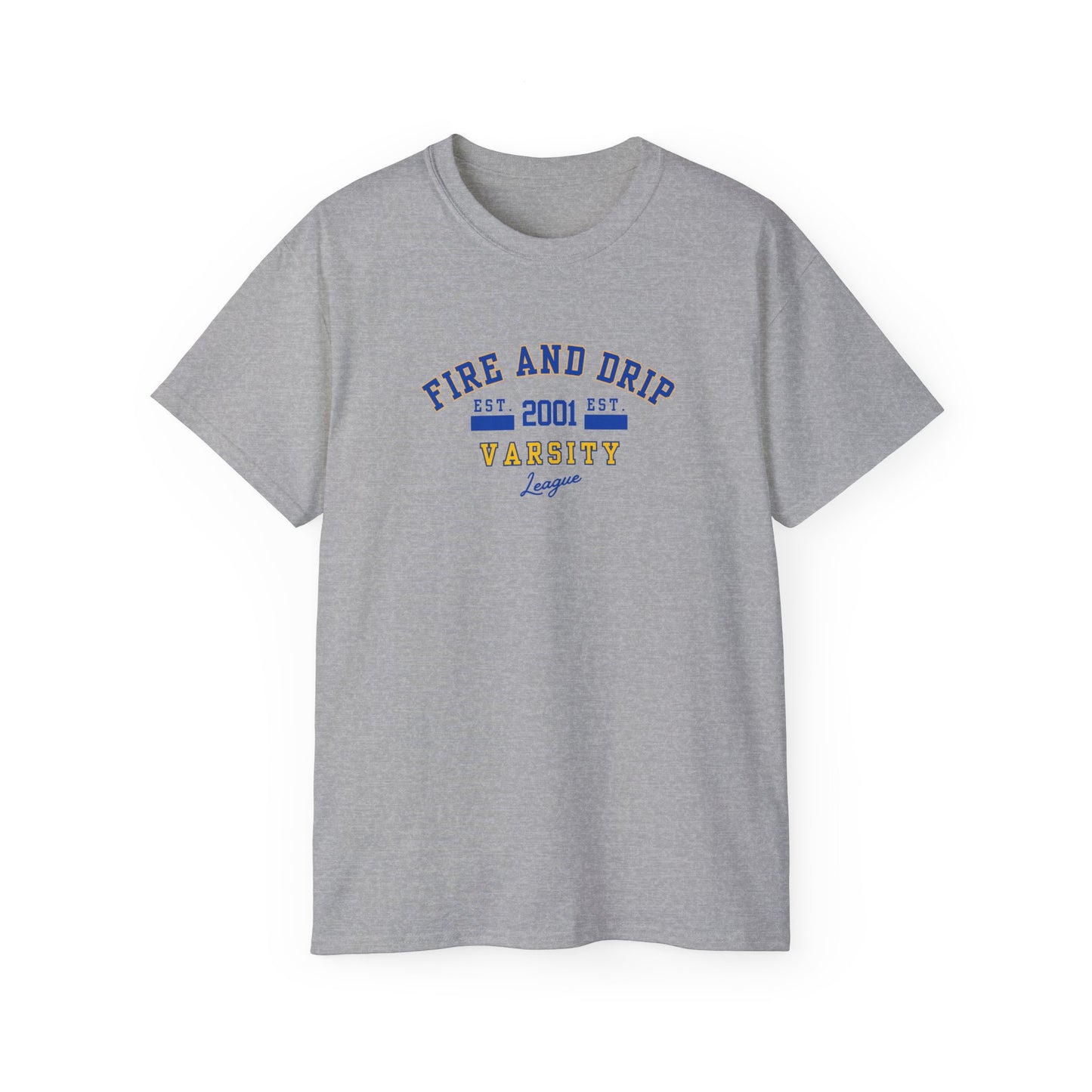 FIRE AND DRIP VARSITY 2001- T Shirt (VARIETY OF COLORS) TOP PICK! “Elevate Your Everyday with a Statement Tee”