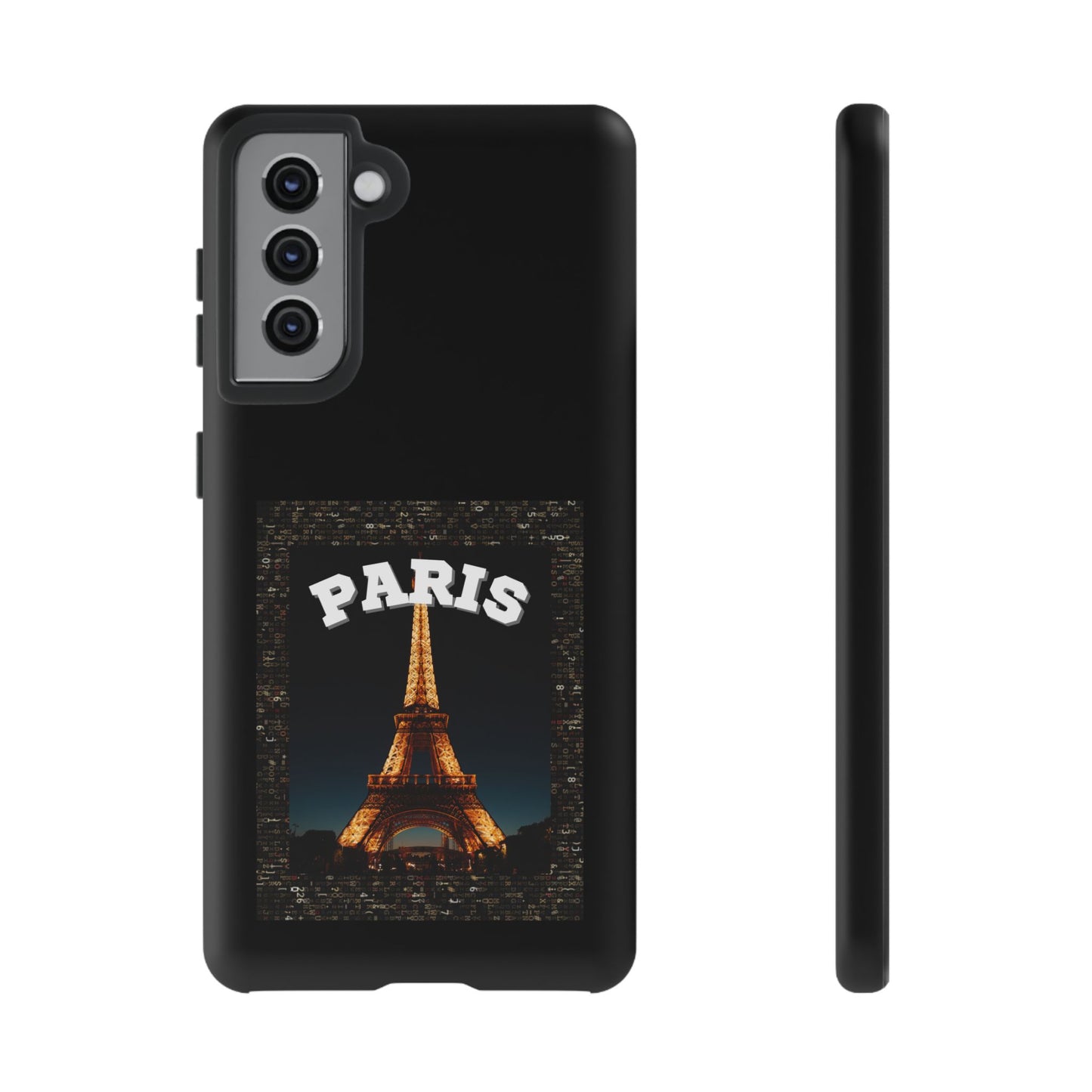 PARIS AT NIGHT- Tough Phone Cases - Fits Most Phone Sizes!! (BLACK) "Travel in Style"