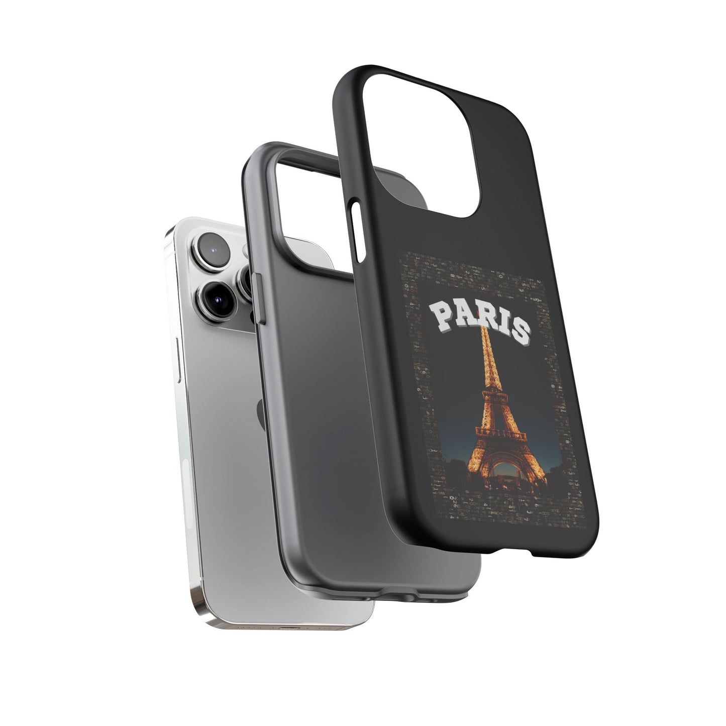 PARIS AT NIGHT- Tough Phone Cases - Fits Most Phone Sizes!! (BLACK) "Travel in Style"
