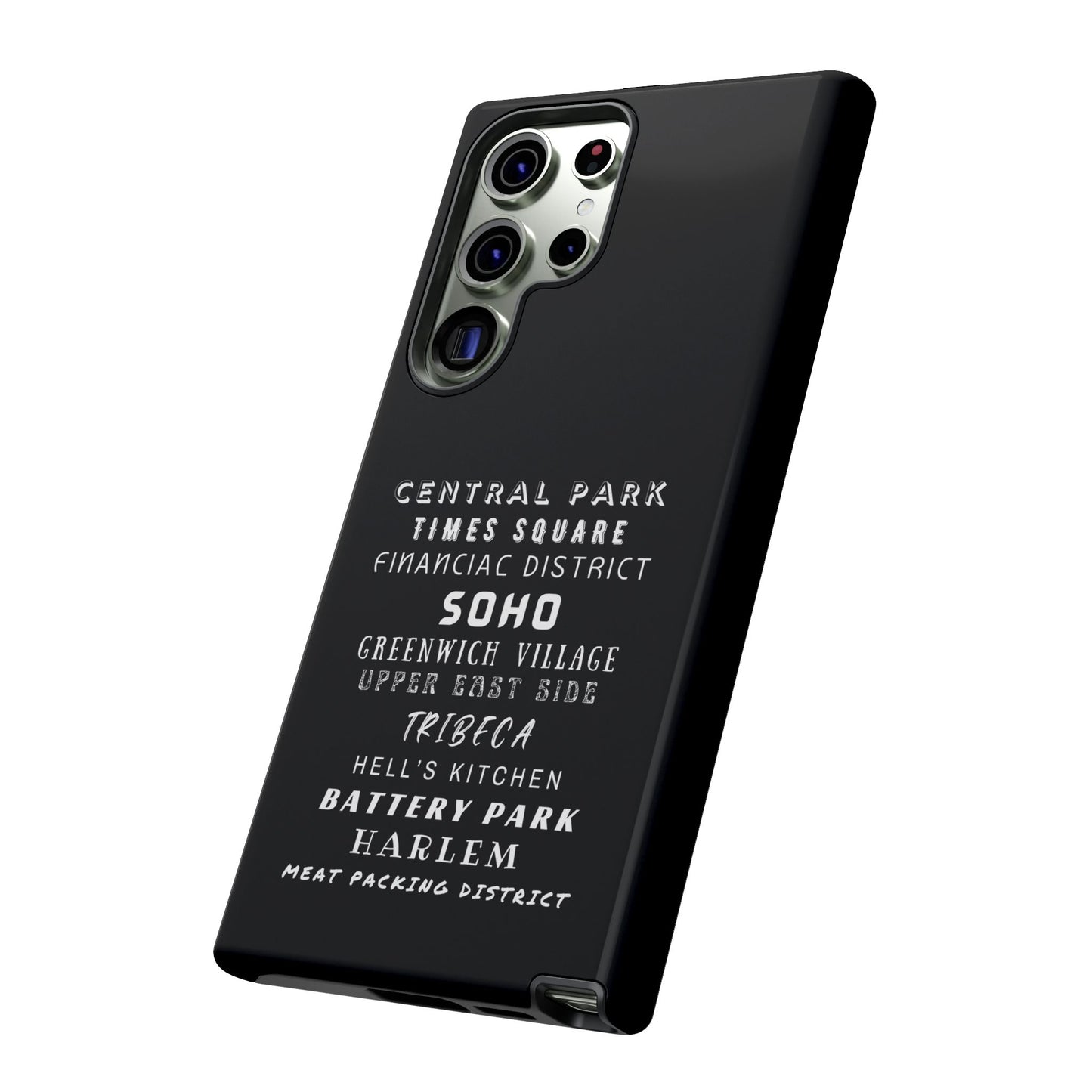 NYC NEIGHBORHOODS -Tough Phone Cases - Fits Most Phone Sizes!! (Dark GREY) "Great Gift For NYC Travelers"