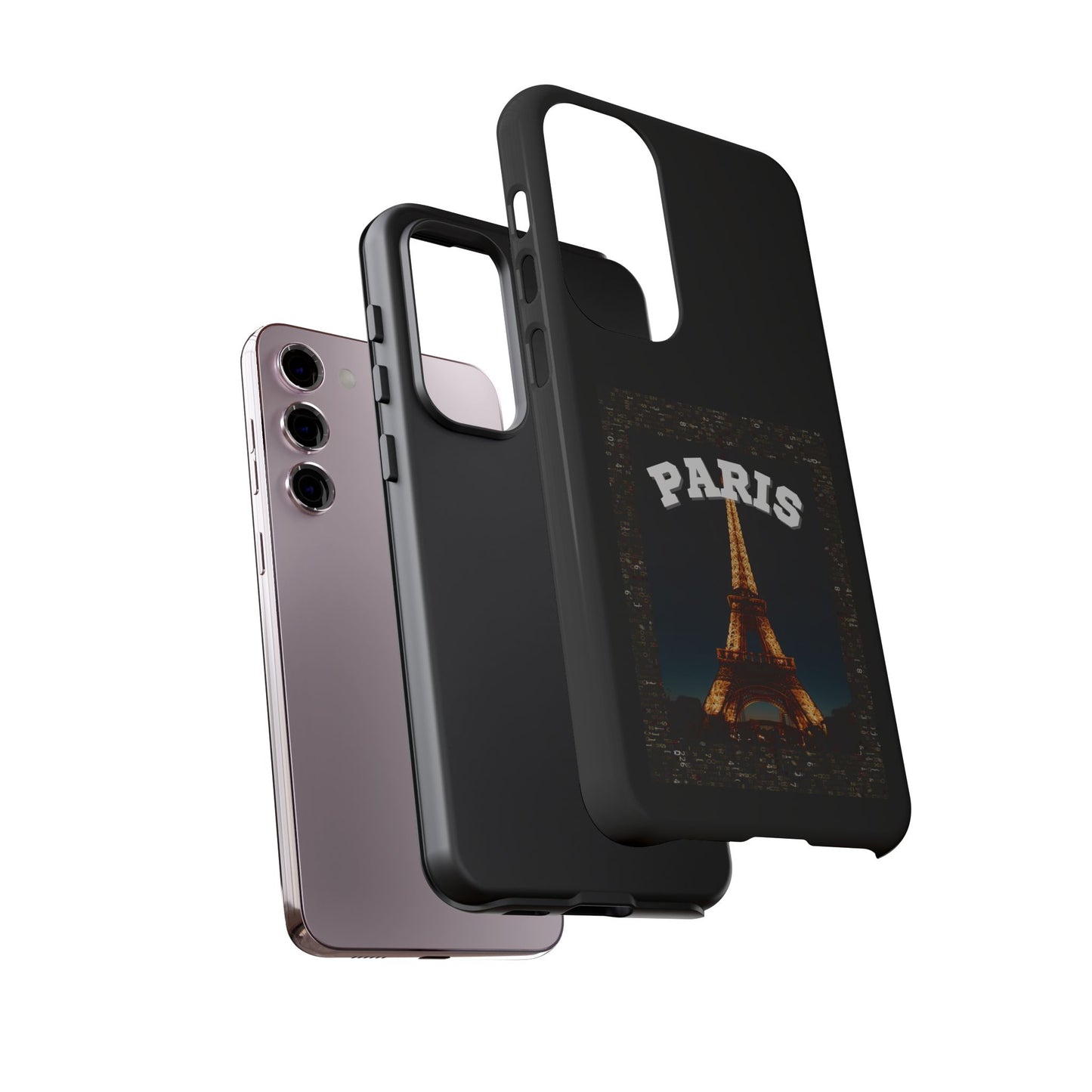 PARIS AT NIGHT- Tough Phone Cases - Fits Most Phone Sizes!! (BLACK) "Travel in Style"