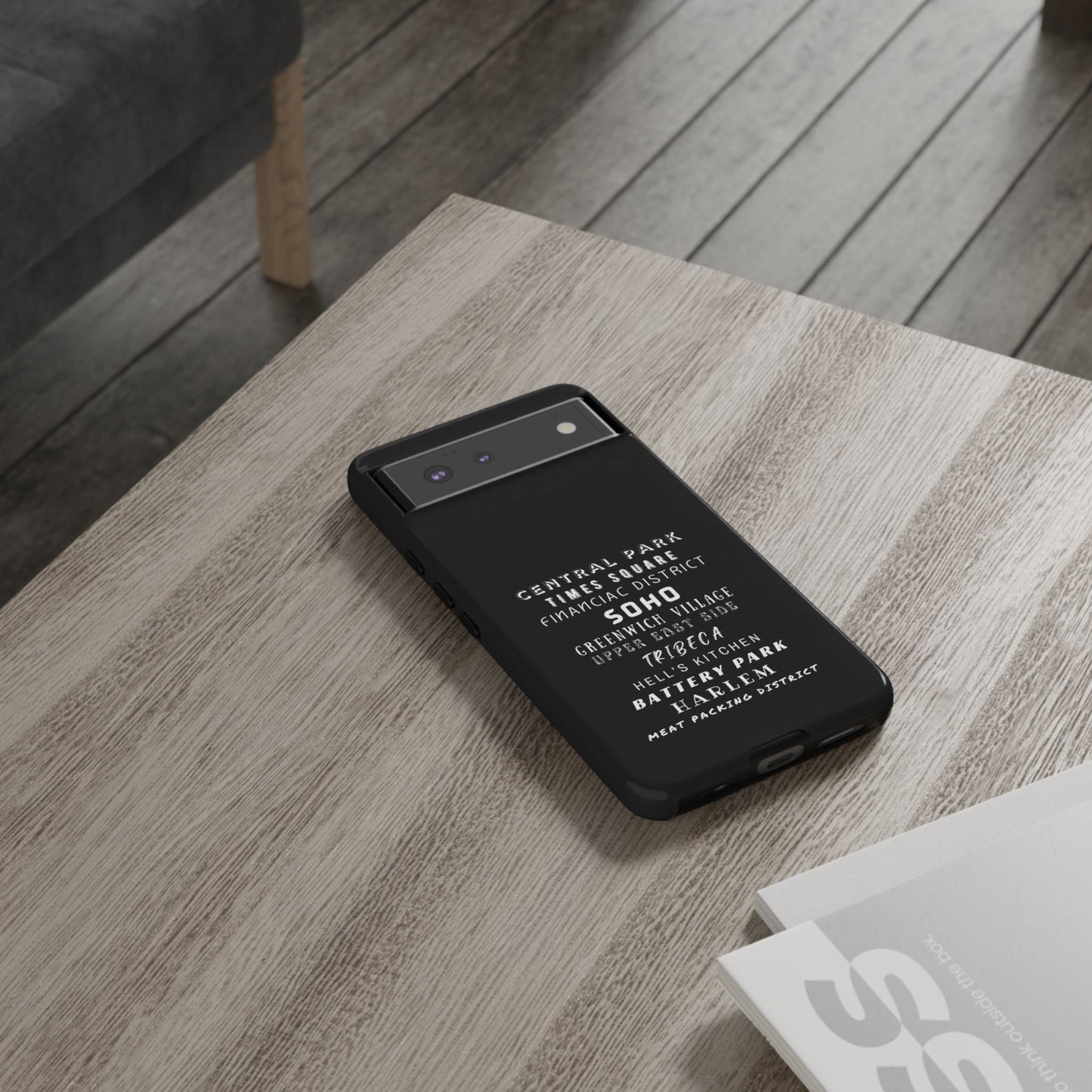NYC NEIGHBORHOODS -Tough Phone Cases - Fits Most Phone Sizes!! (Dark GREY) "Great Gift For NYC Travelers"