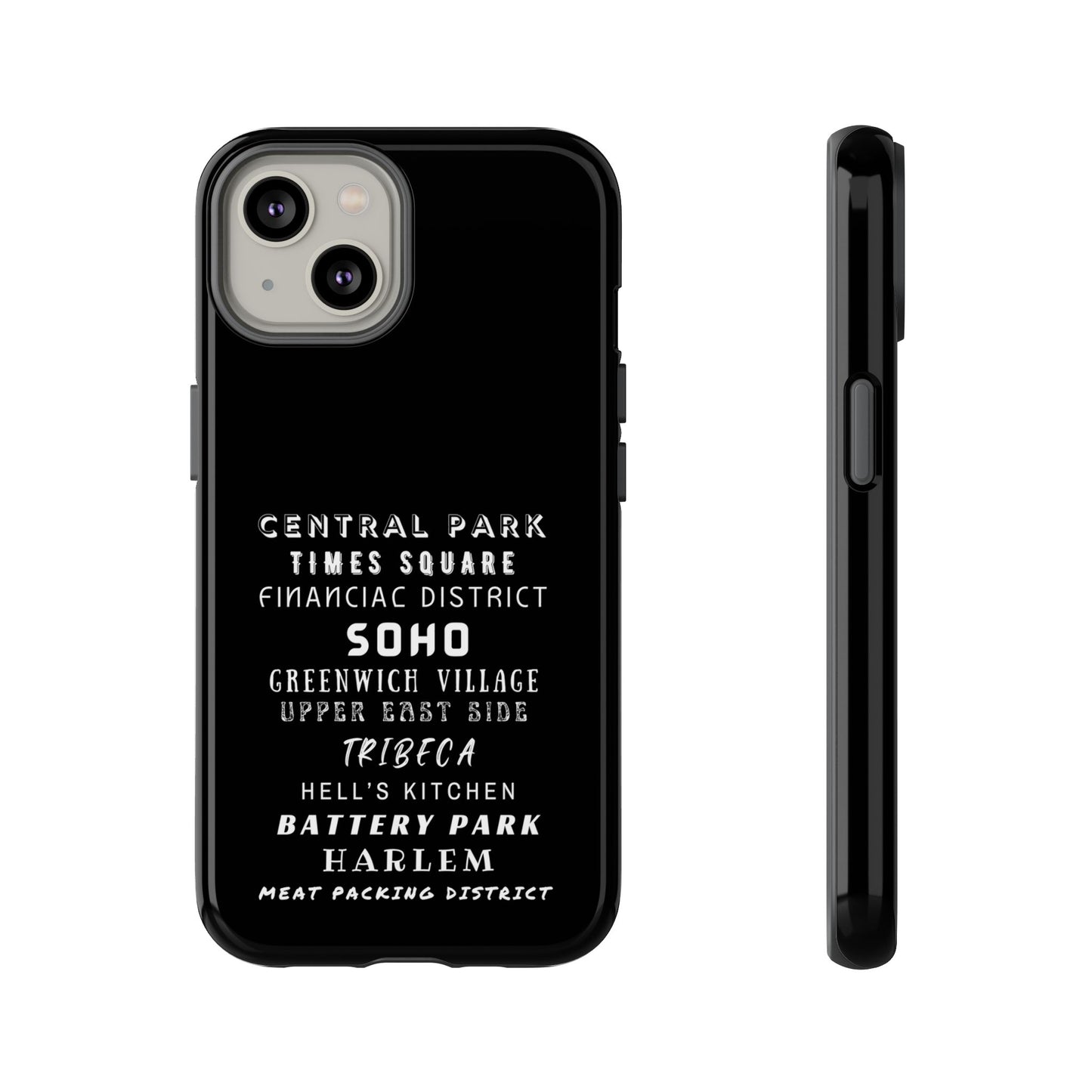 NYC NEIGHBORHOODS -Tough Phone Cases - Fits Most Phone Sizes!! (Dark GREY) "Great Gift For NYC Travelers"