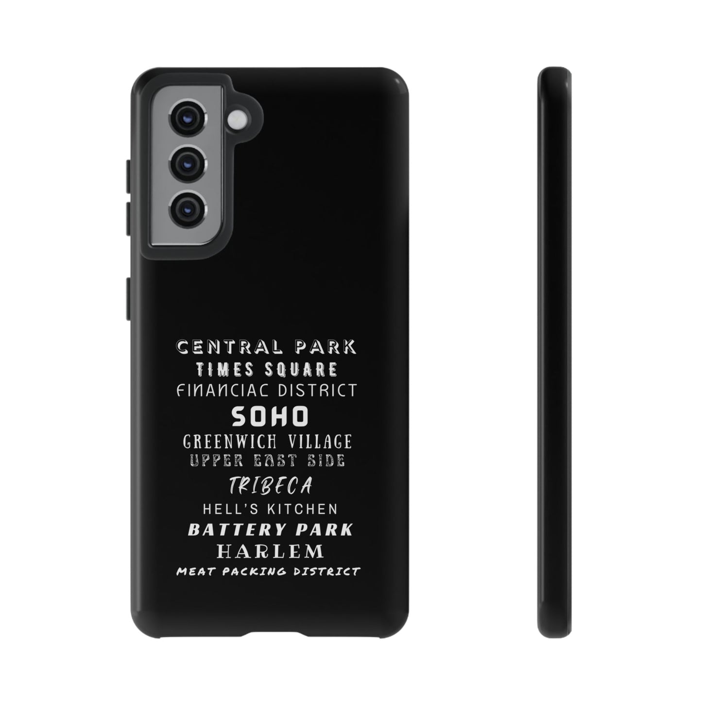NYC NEIGHBORHOODS -Tough Phone Cases - Fits Most Phone Sizes!! (Dark GREY) "Great Gift For NYC Travelers"