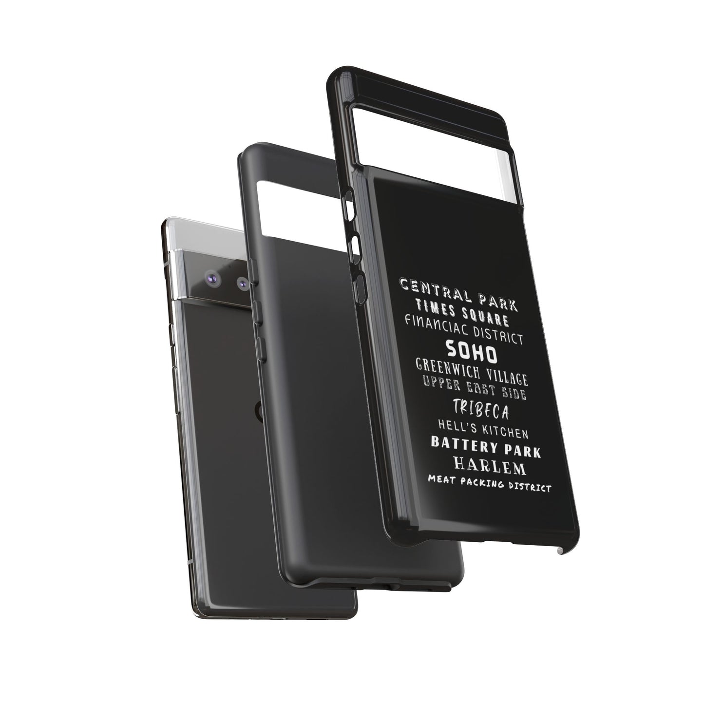 NYC NEIGHBORHOODS -Tough Phone Cases - Fits Most Phone Sizes!! (Dark GREY) "Great Gift For NYC Travelers"