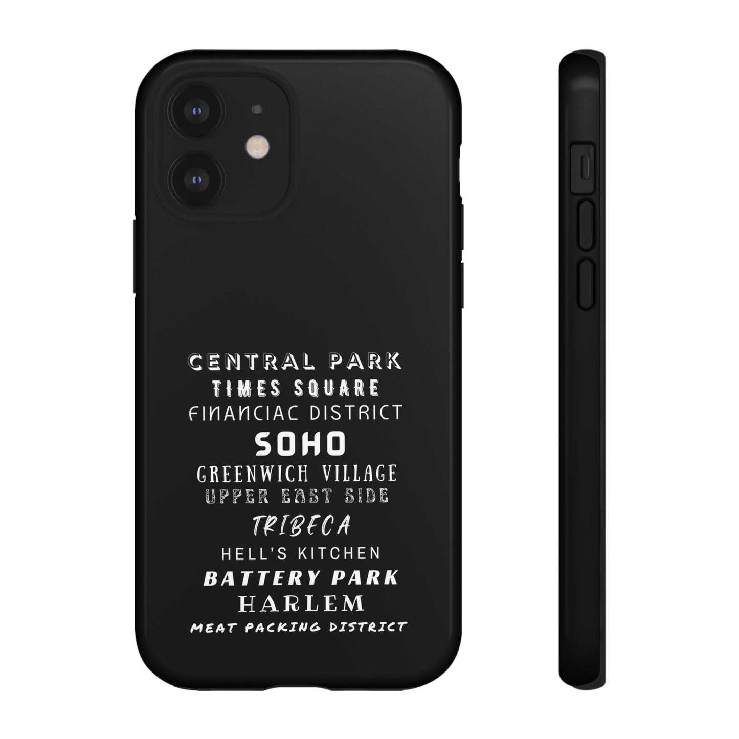 NYC NEIGHBORHOODS -Tough Phone Cases - Fits Most Phone Sizes!! (Dark GREY) "Great Gift For NYC Travelers"