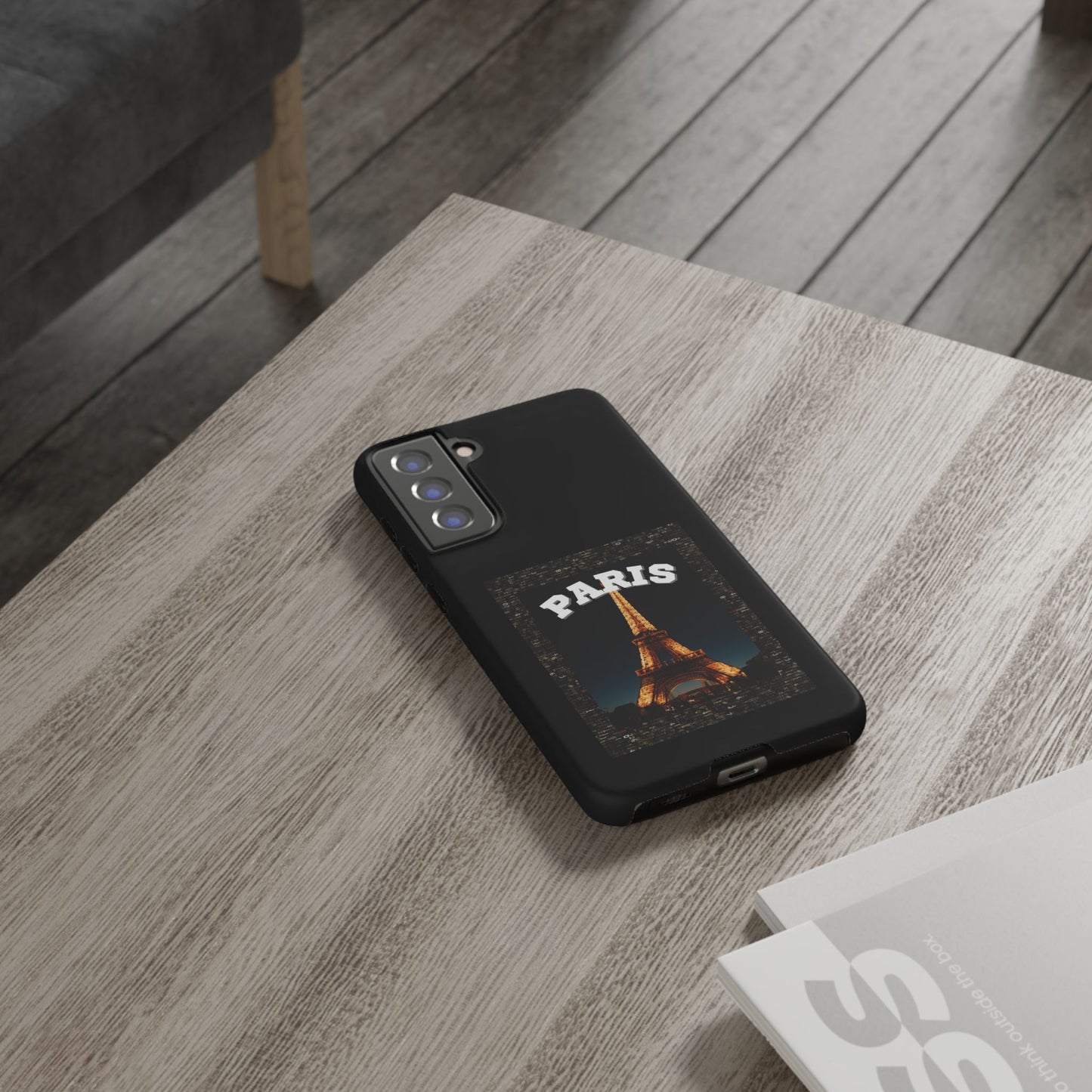PARIS AT NIGHT- Tough Phone Cases - Fits Most Phone Sizes!! (BLACK) "Travel in Style"