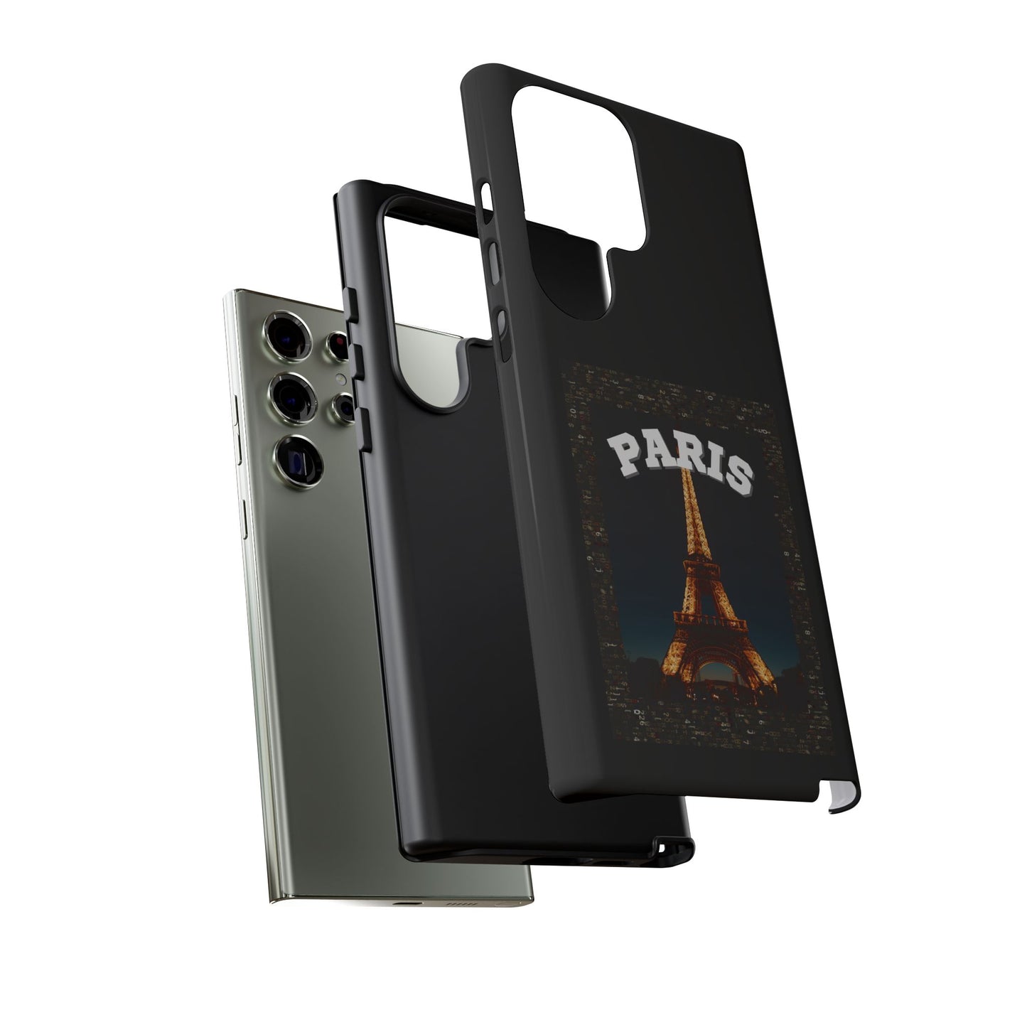 PARIS AT NIGHT- Tough Phone Cases - Fits Most Phone Sizes!! (BLACK) "Travel in Style"